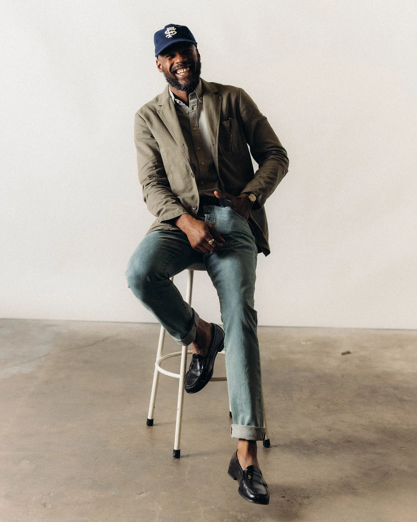 Pocket Details Evening Out The Foundation Sportcoat in Organic Smoked Olive Twill