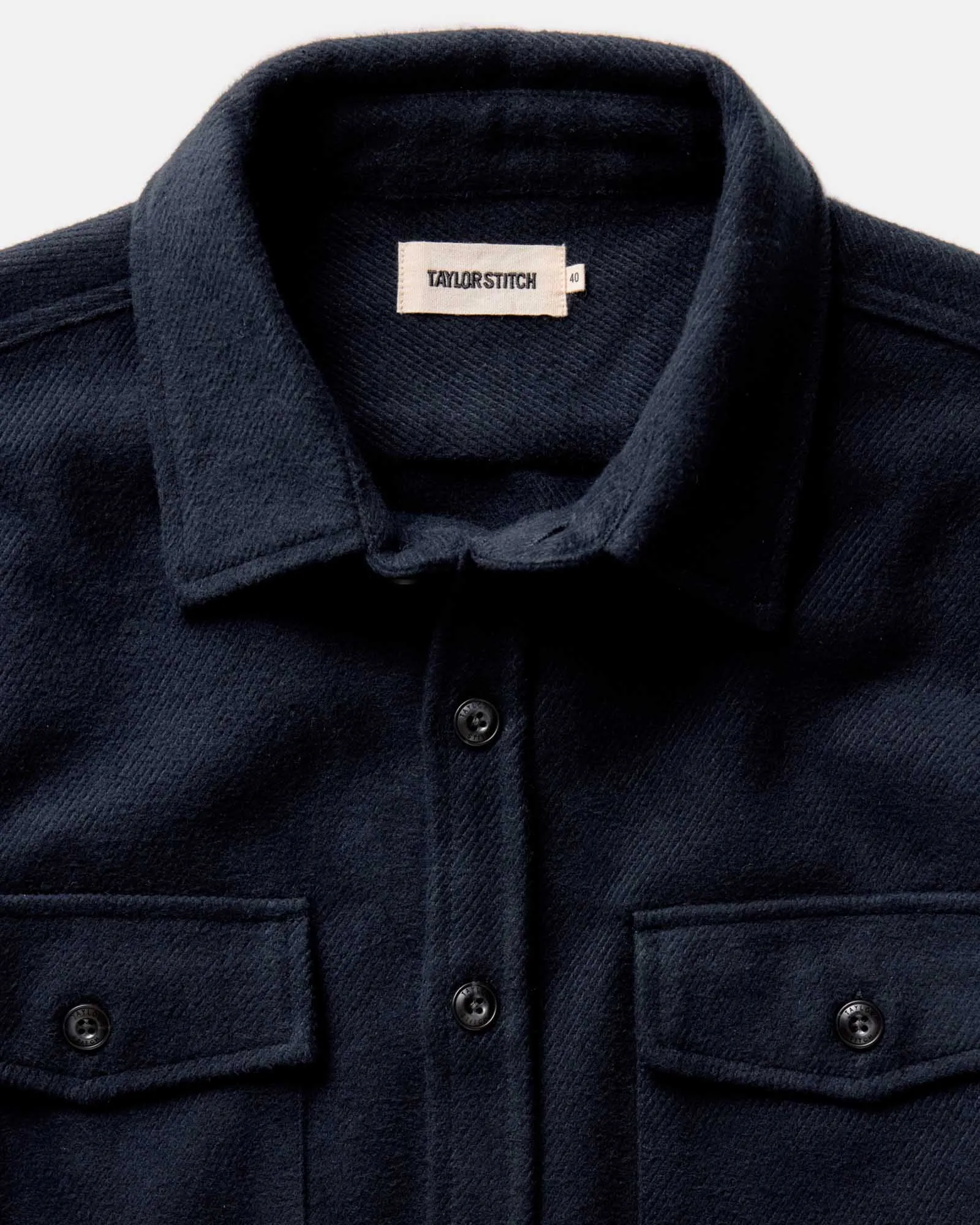 AbrasionResistantSurface The Maritime Shirt Jacket in Dark Navy Moleskin Twill