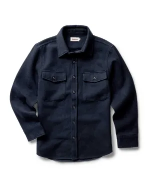 The Maritime Shirt Jacket in Dark Navy Moleskin Twill Tapered Hem RecycledPolyester
