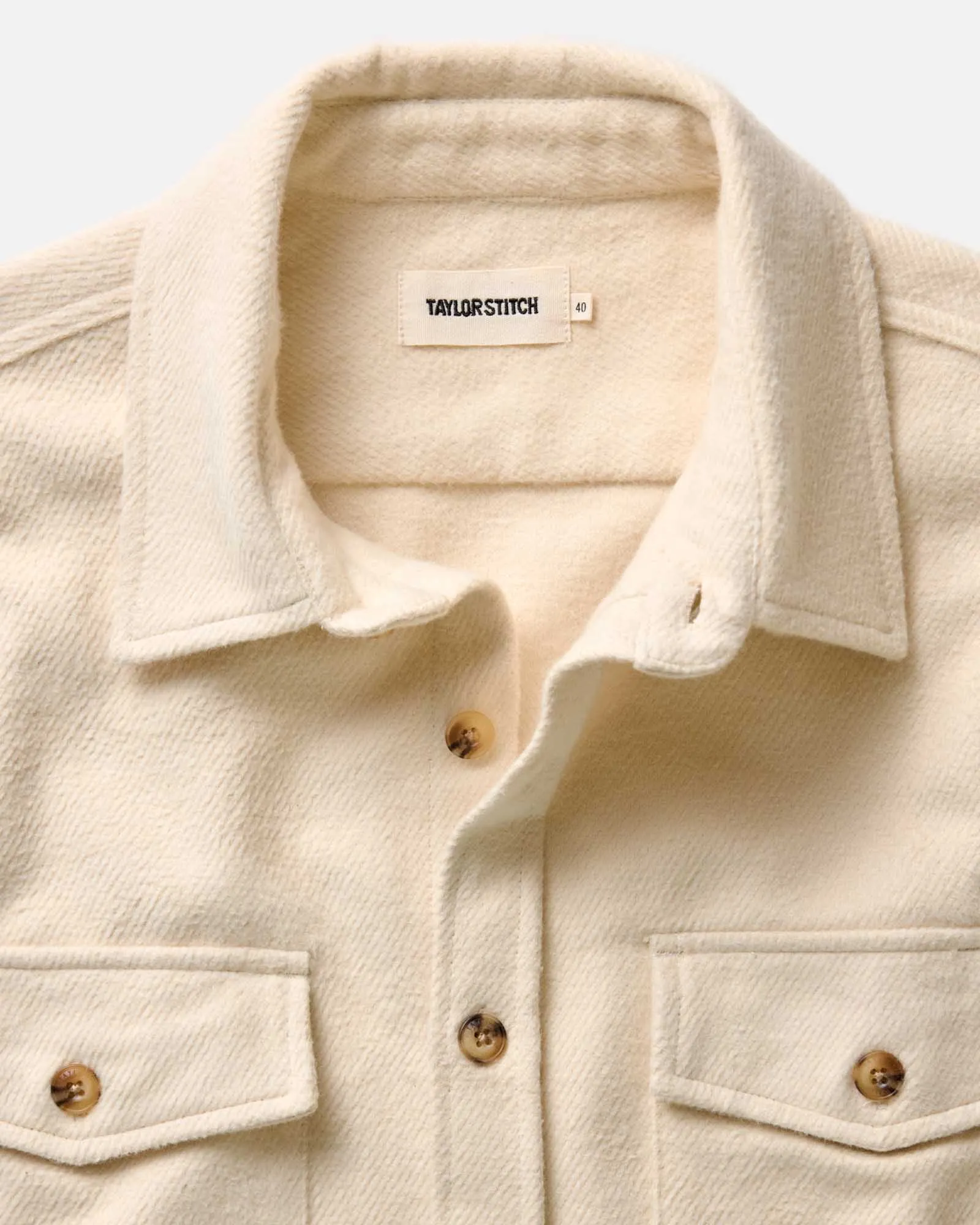 The Maritime Shirt Jacket in Vintage White Moleskin Twill Soft Comfort Design AbrasionResistant