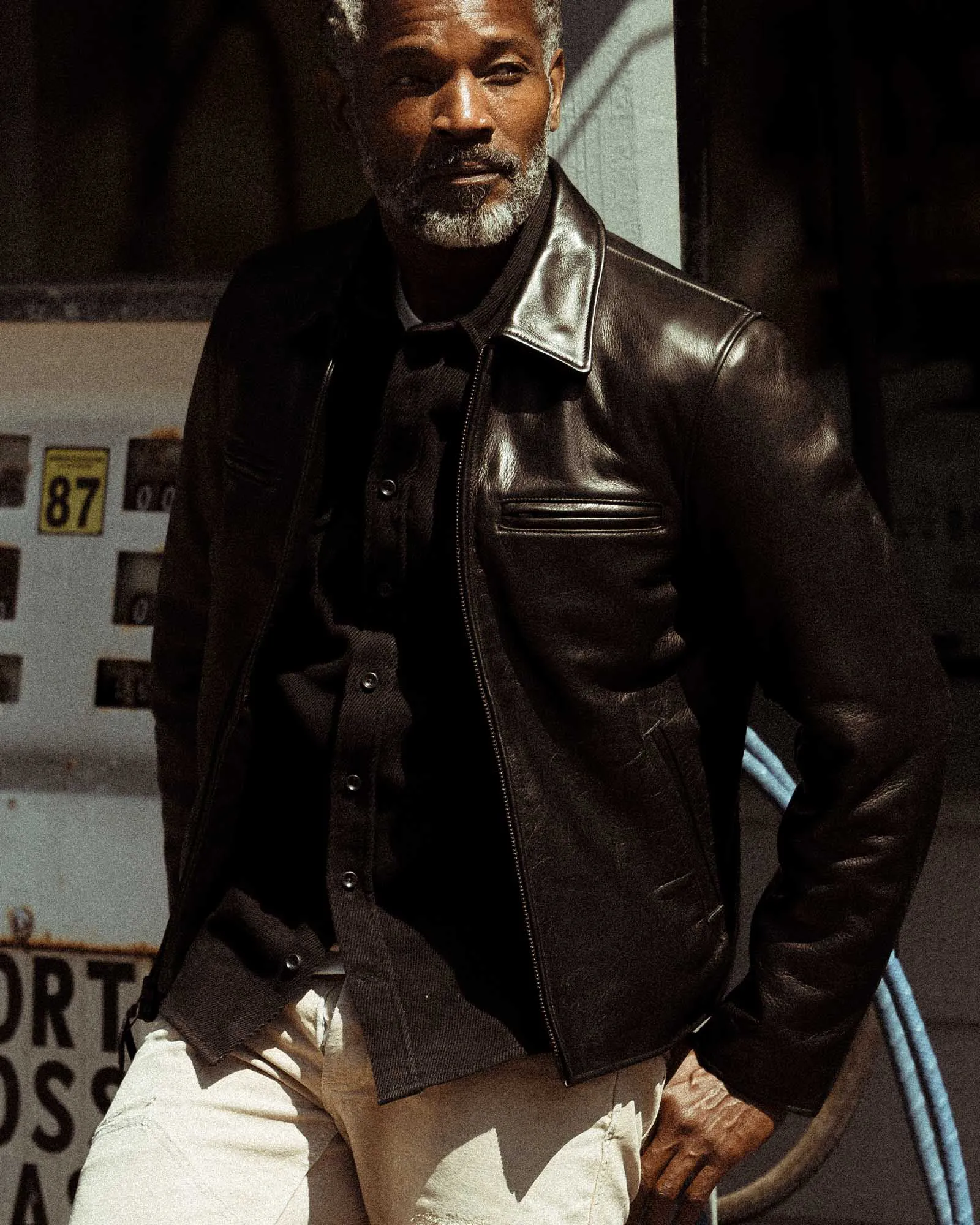 Convertible Silhouette TapedSeamConstruction The Moto Jacket in Black Steerhide