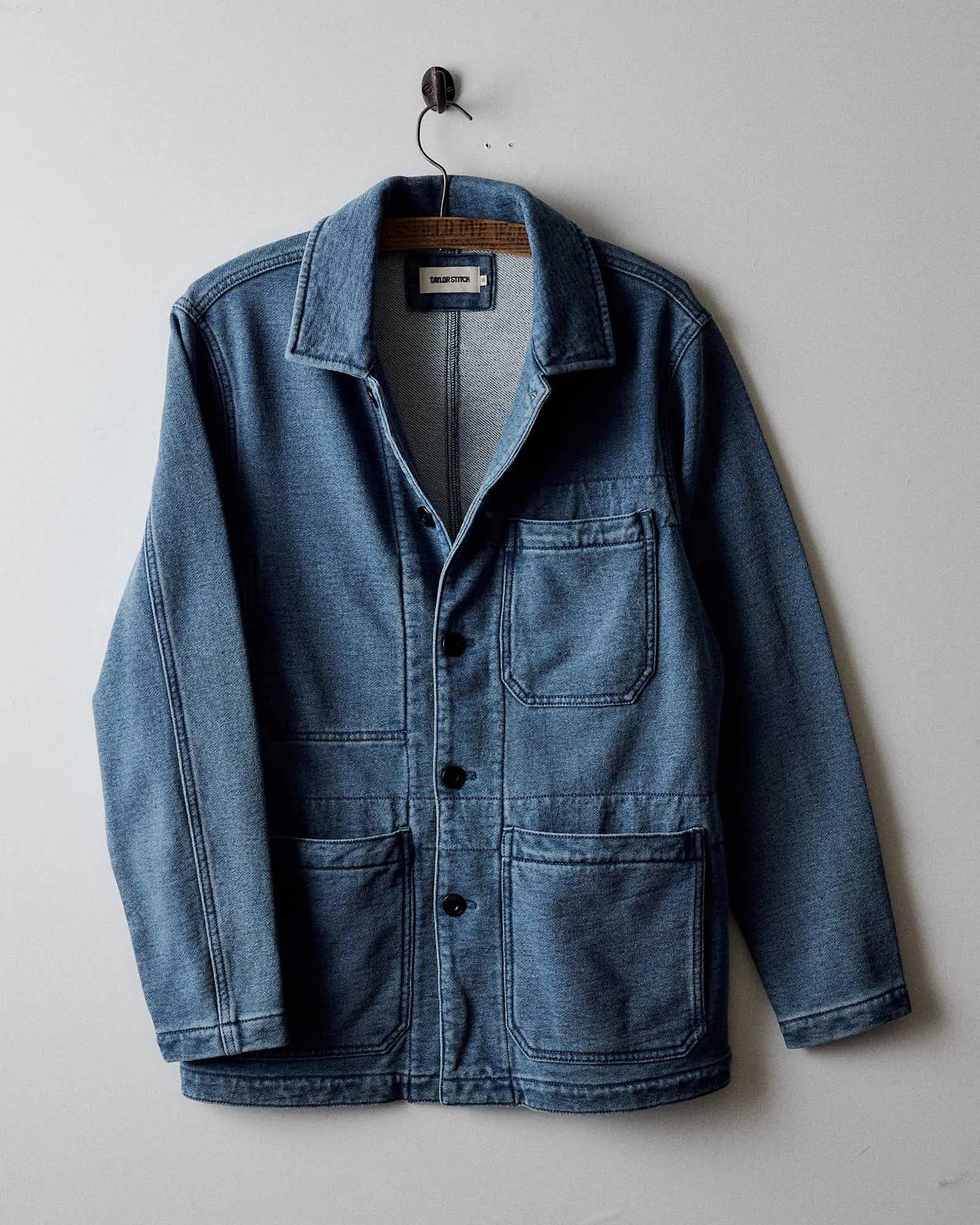 The Primer Jacket in Washed Indigo Terry TemperatureRegulating Fabric