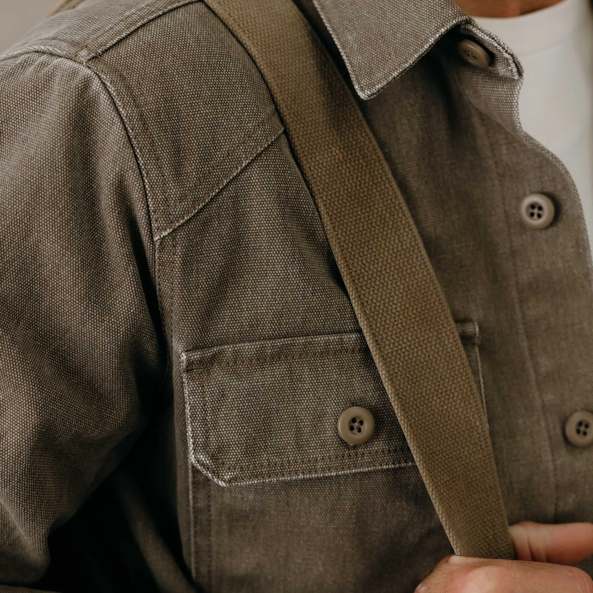 Wool blend The Shop Shirt in Stone Chipped Canvas