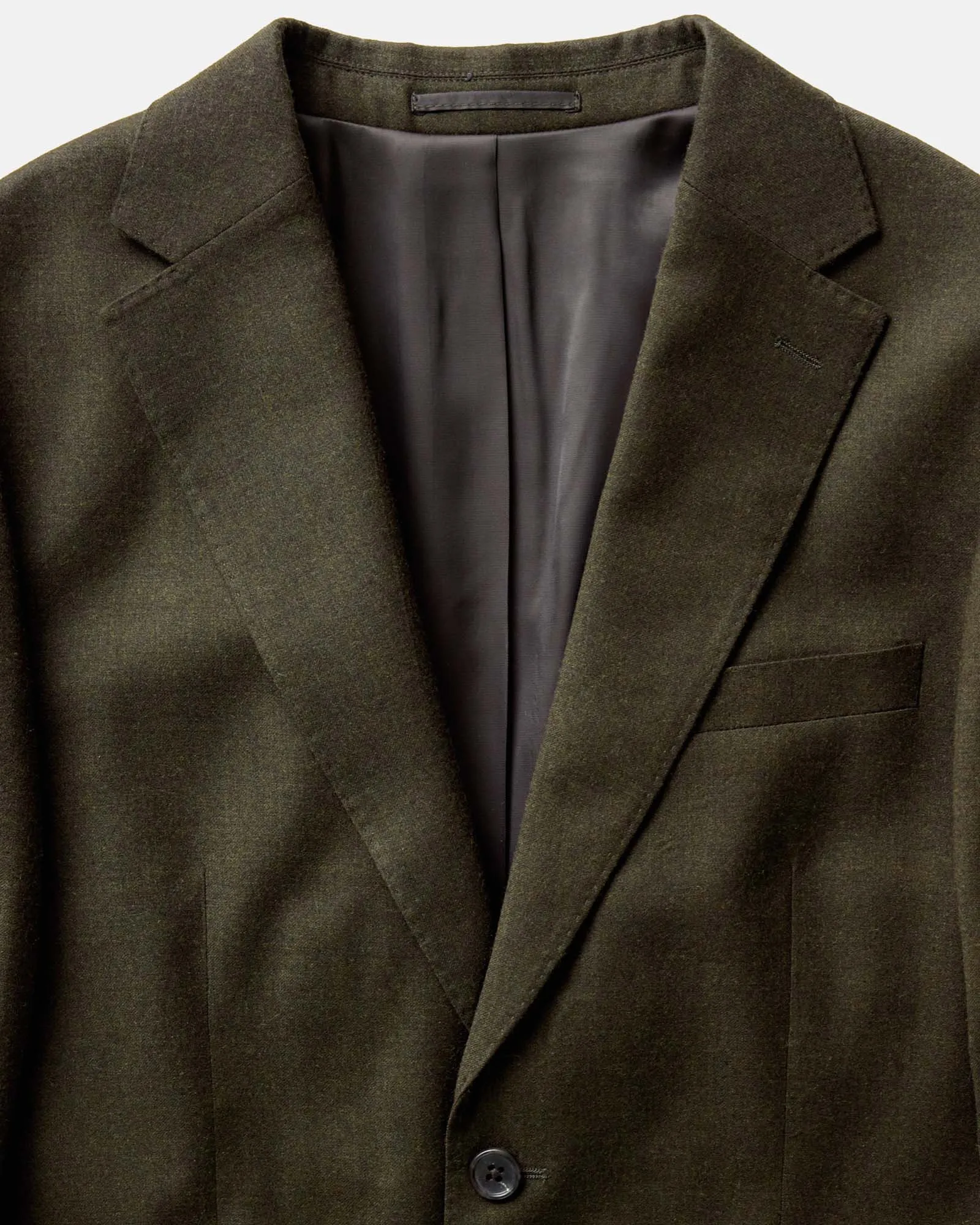 The Stevens Sportcoat in Black Olive Wool Flannel Daywear Staple