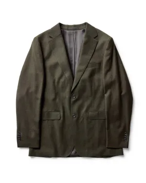 The Stevens Sportcoat in Black Olive Wool Flannel Everyday Layers No Static