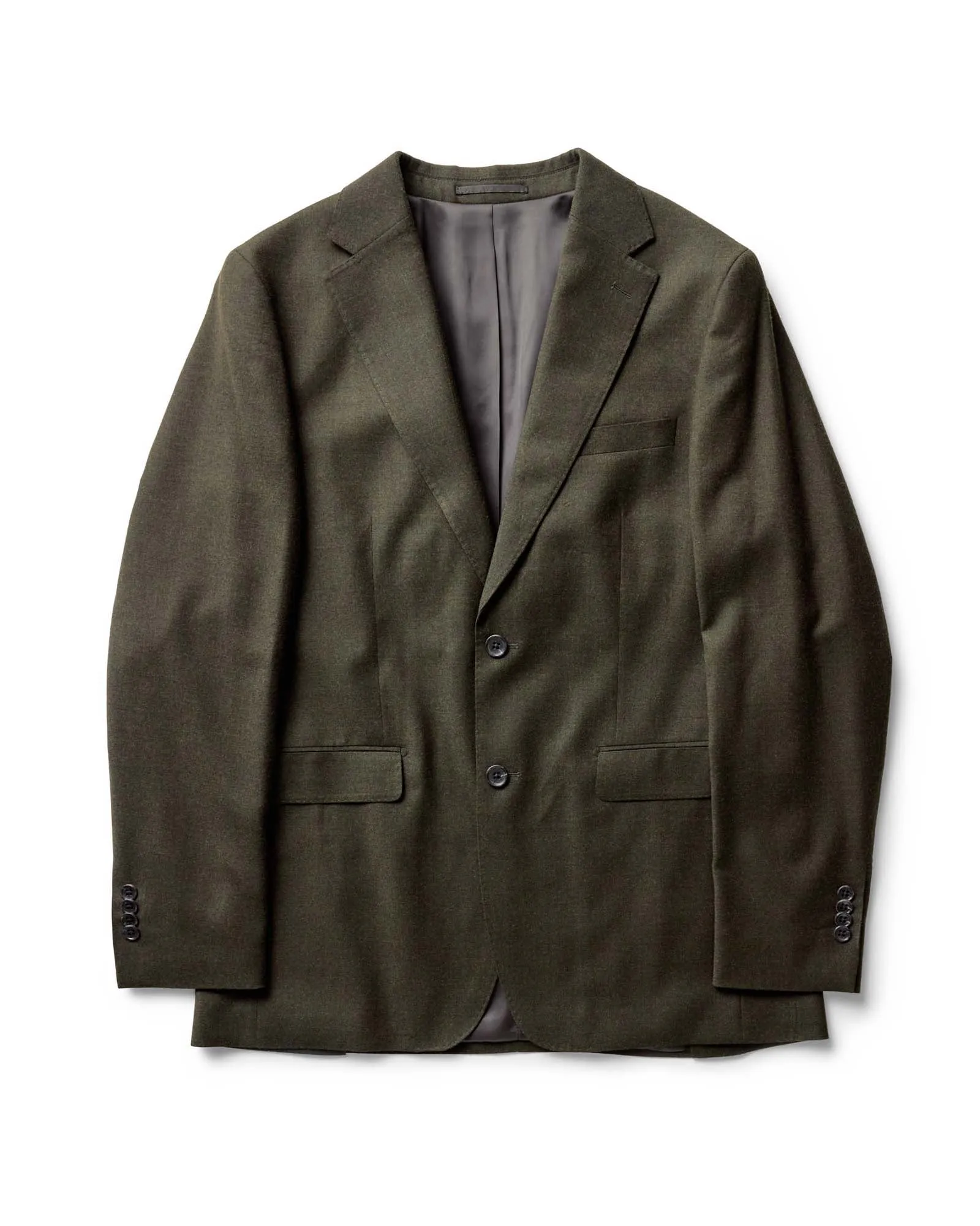 The Stevens Sportcoat in Black Olive Wool Flannel Everyday Layers No Static