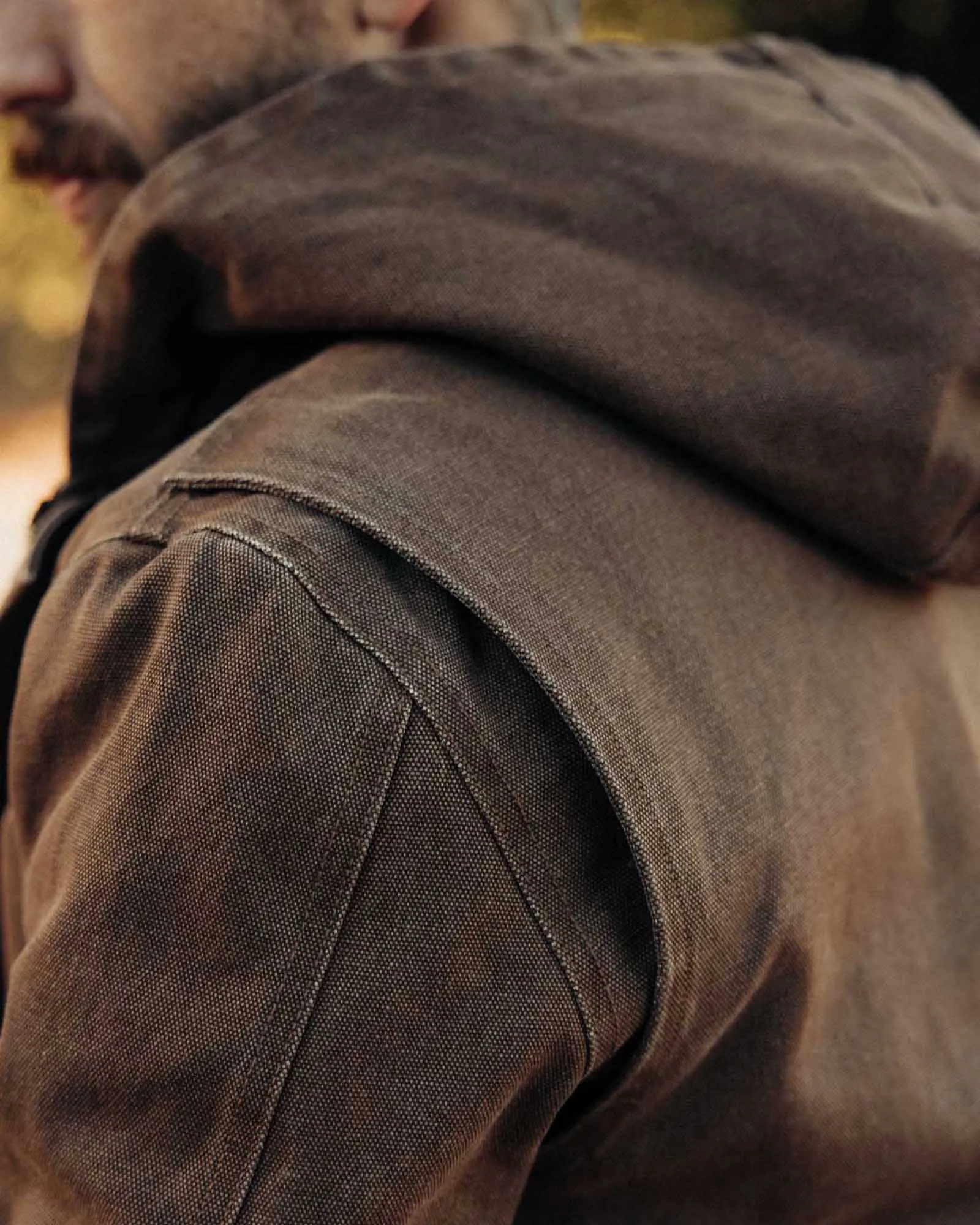 The Workhorse Hoodie in Aged Penny Chipped Canvas Casual Outdoor Look