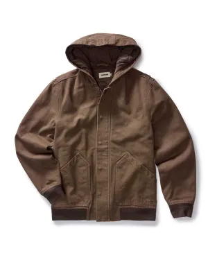Stretchable Material Full Zip Closure The Workhorse Hoodie in Aged Penny Chipped Canvas