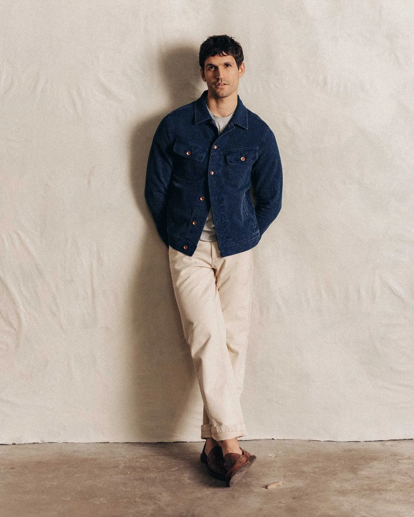 The Long Haul Jacket in Rinsed Indigo Waffle All Day Comfort Design Temperature control