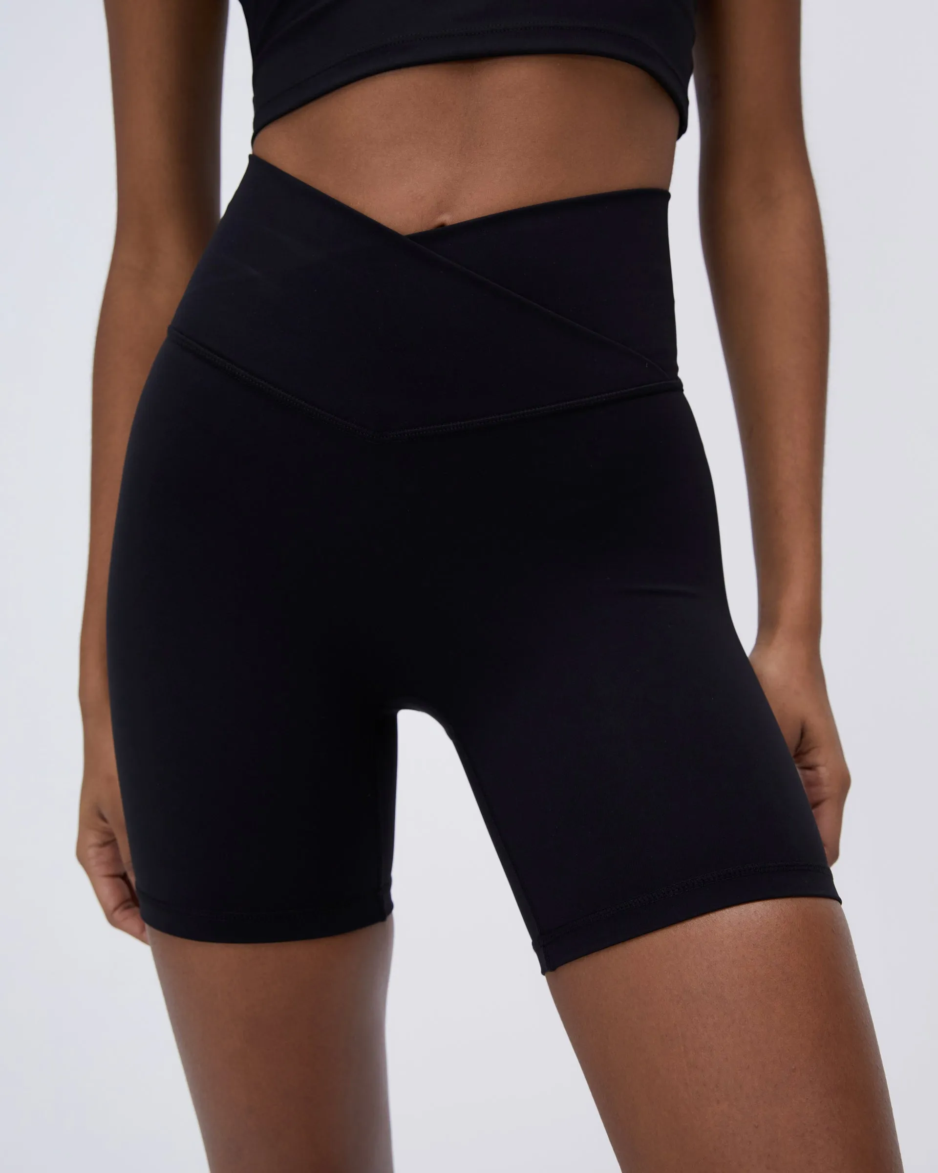 comfortable attire Organic Cotton Ultimate Wrap Over Crop Shorts - Black