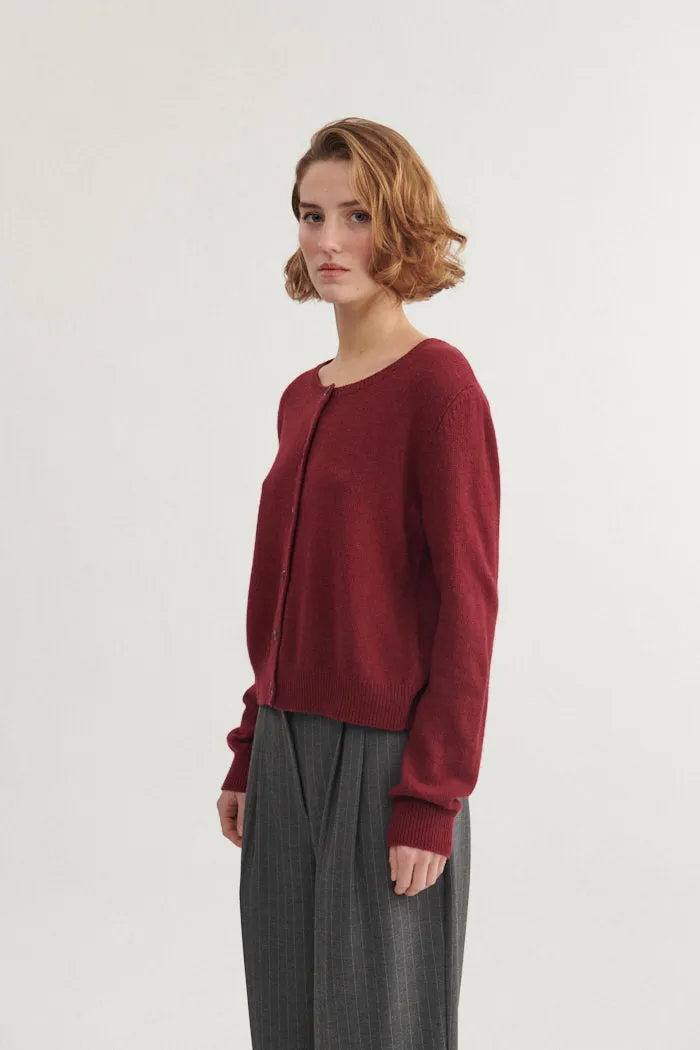 Neutral Look Crisp Look Cady Cardigan - Bordeaux Truffle