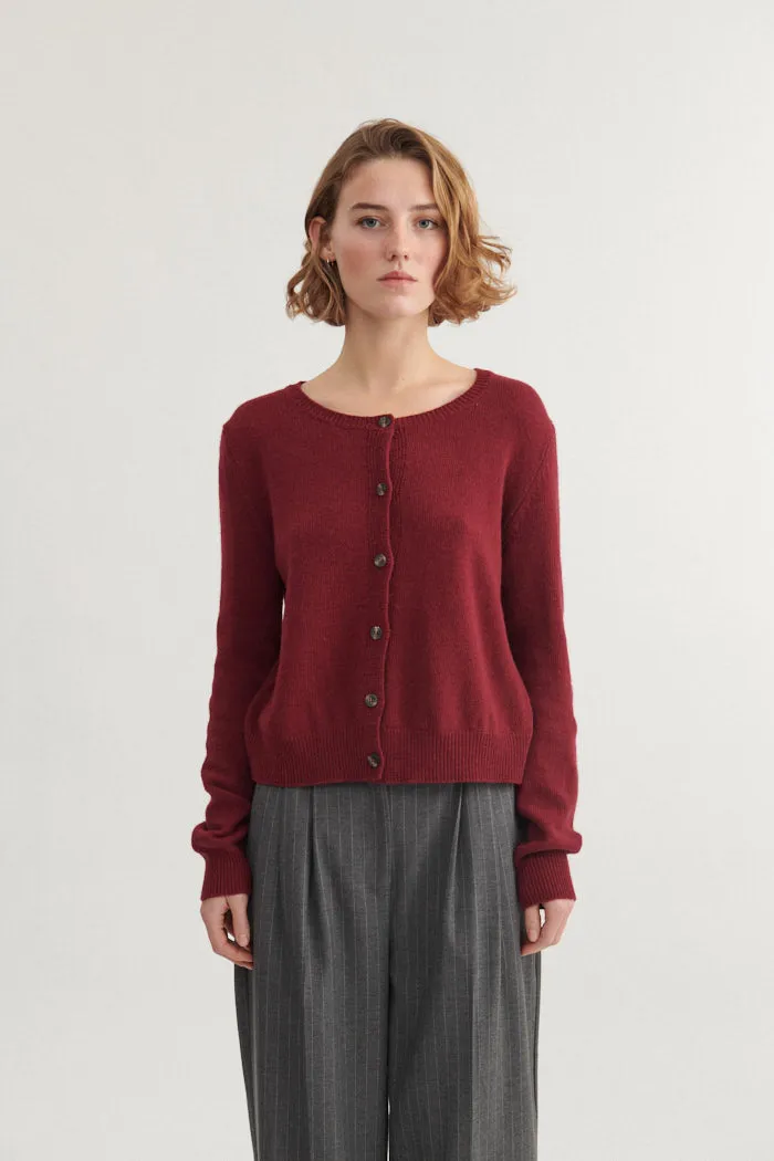 Cady Cardigan - Bordeaux Truffle Seasonless Style Jacquard Pattern