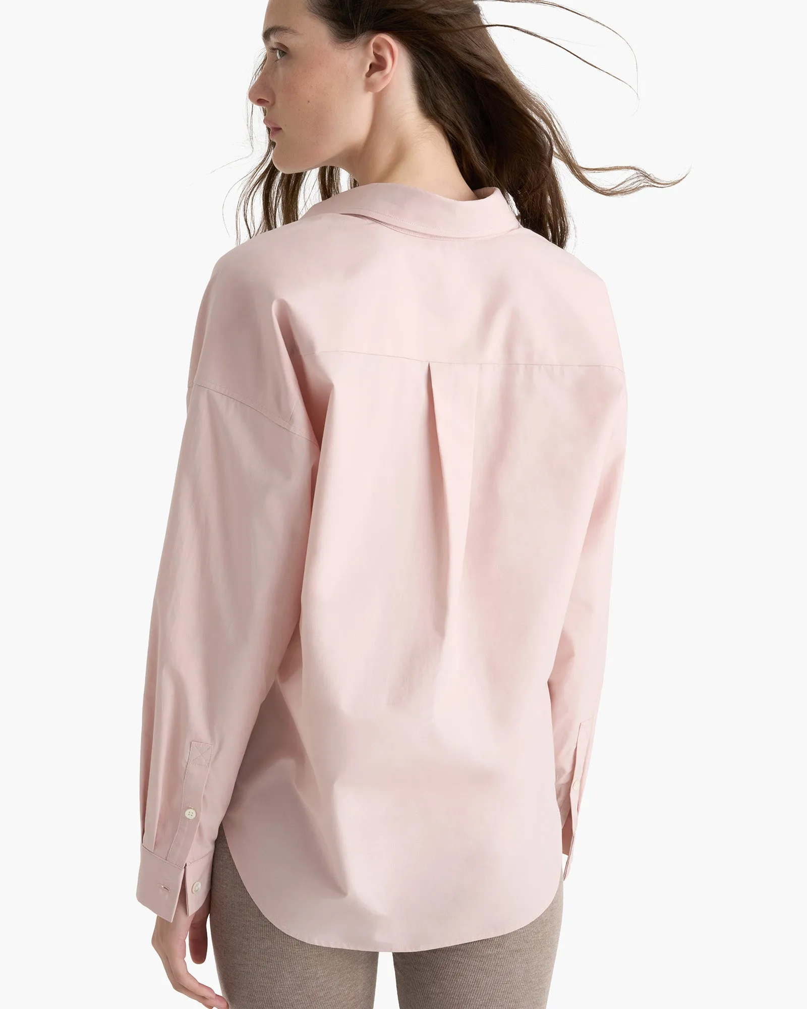 Cotton Poplin Boyfriend Shirt - Faded Rose Patterned Texture Smart Appearance