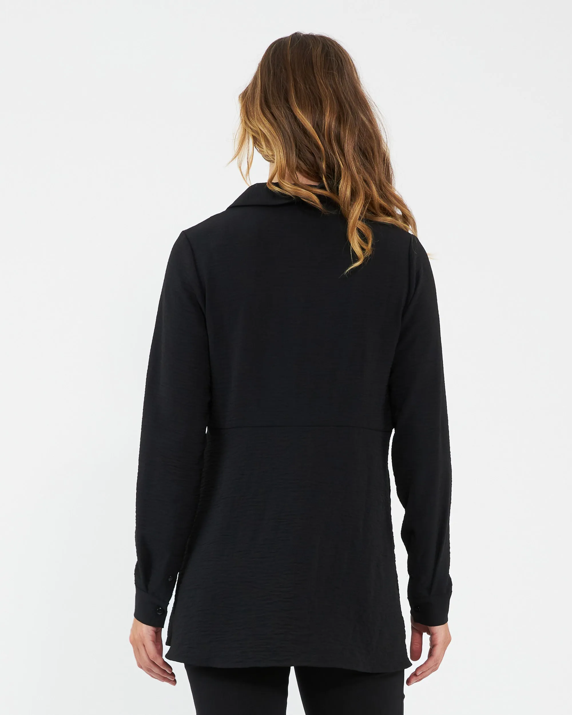 Tina Peplum Shirt Black postpartum shapewear