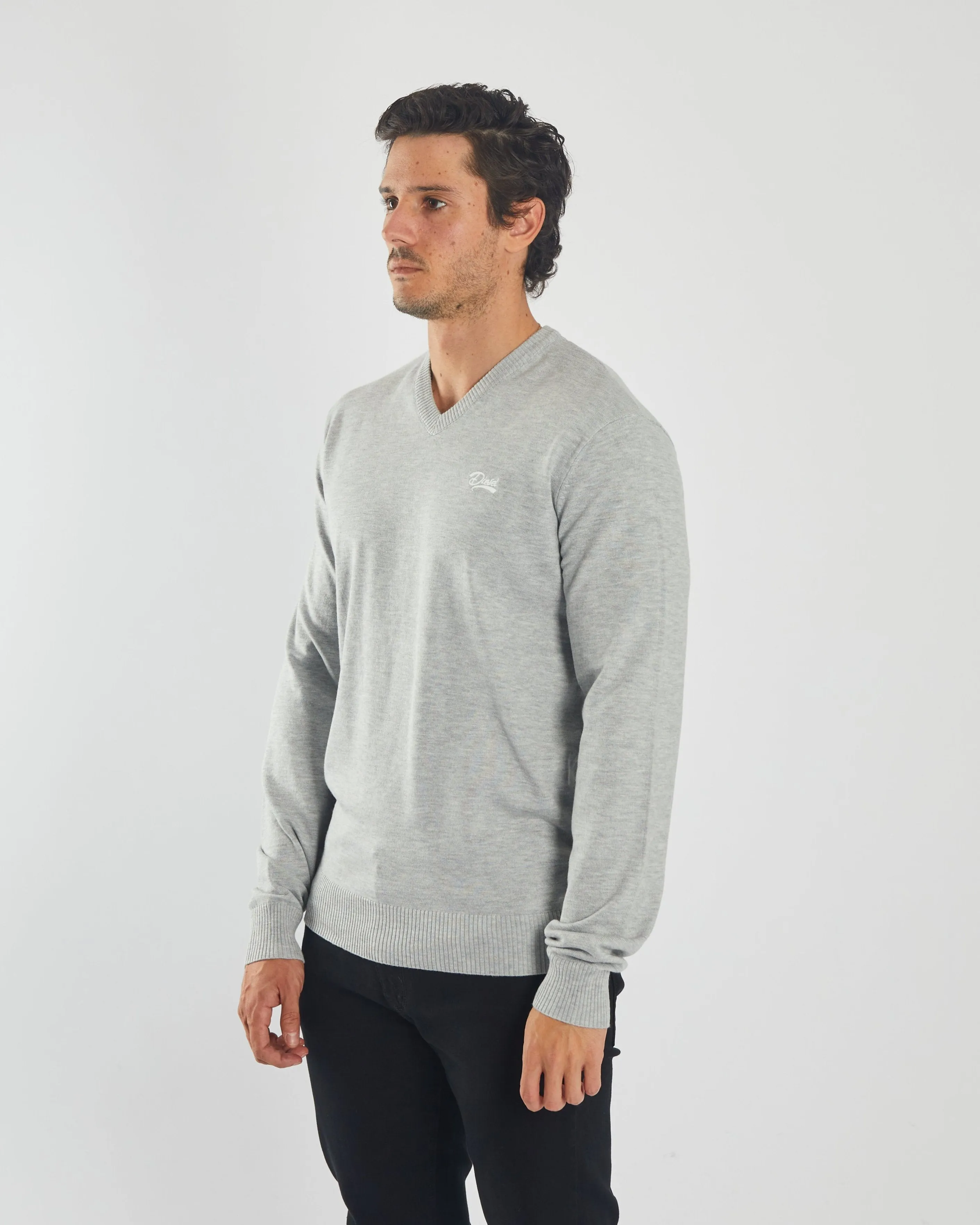 Tony V Neck Grey Marl Daily Piece