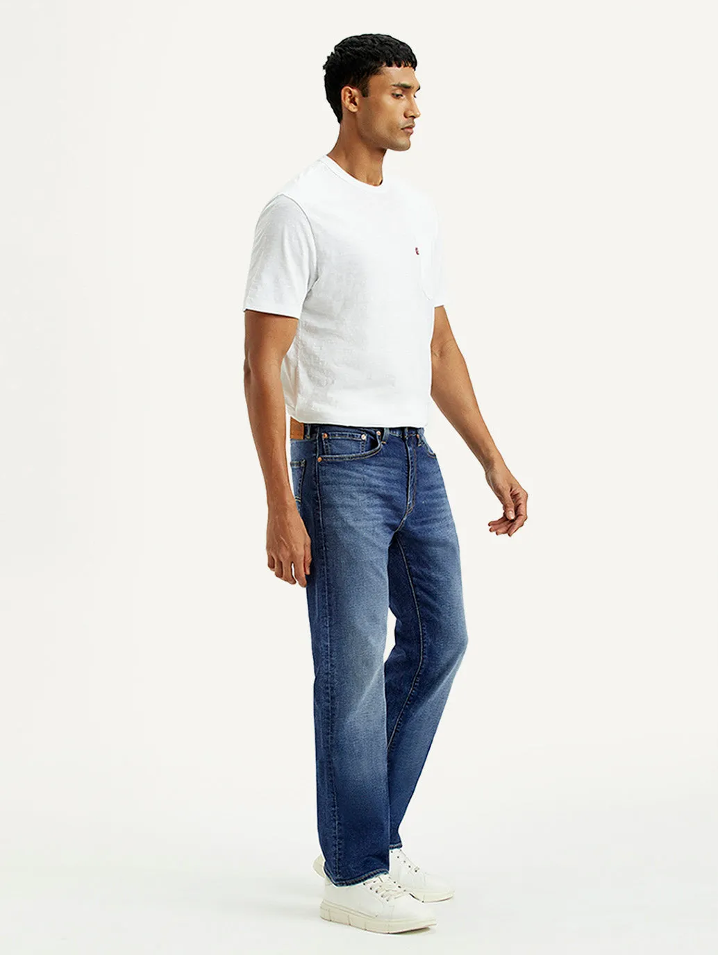Timeless Look Neutral Lightweight Men's 505 Light Indigo Straight Fit Mid Rise Linen Jeans