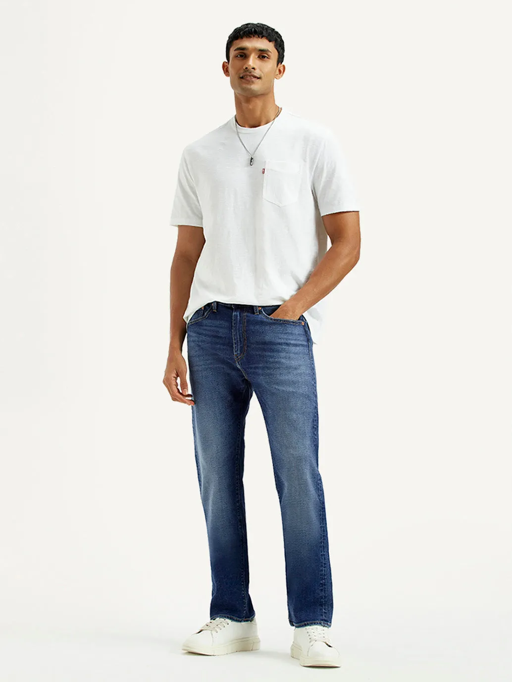 Men's 505 Light Indigo Straight Fit Mid Rise Linen Jeans Perfect Fit Classic Wear Slim