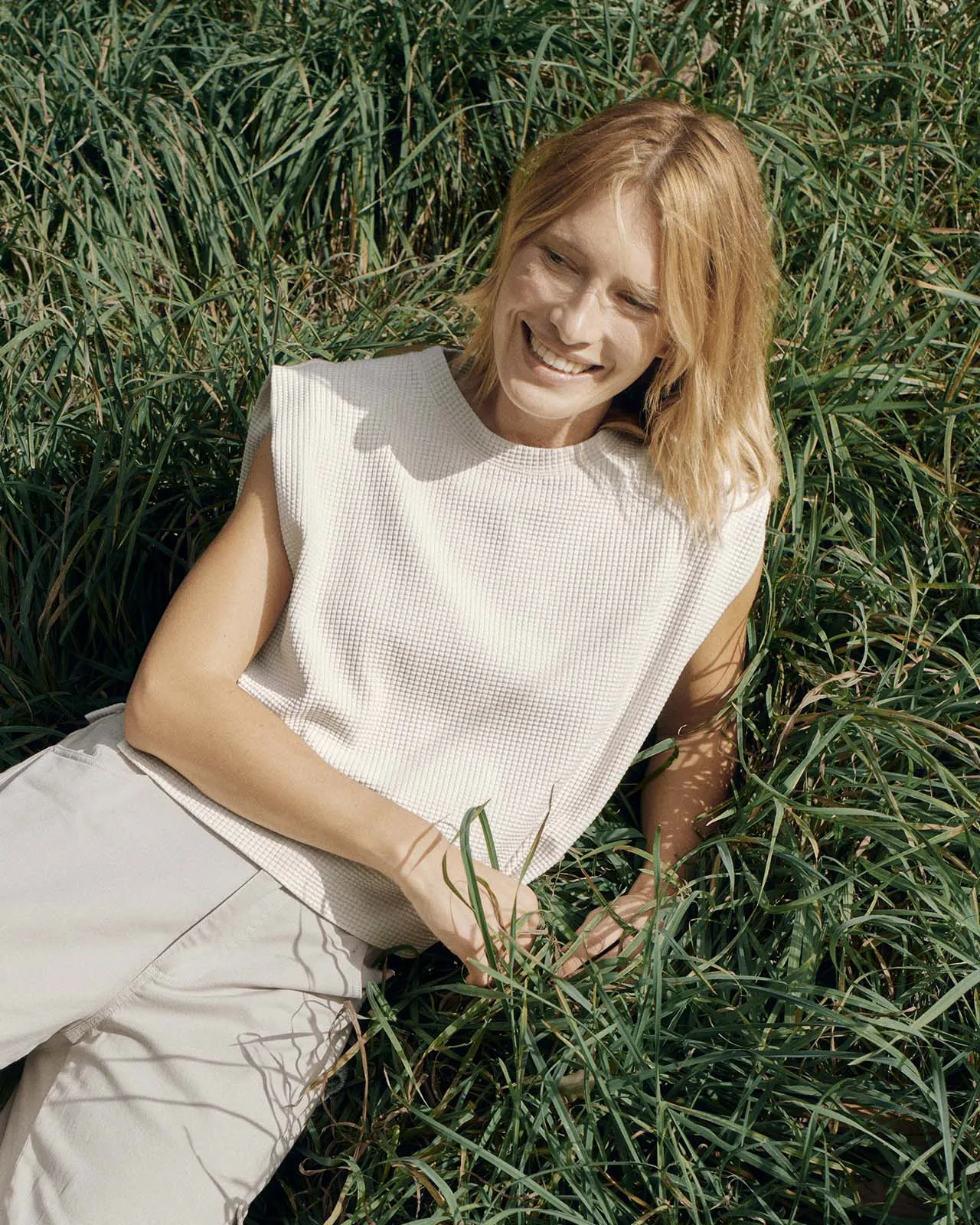 Waffle Short Sleeve Sweatshirt Layered Look