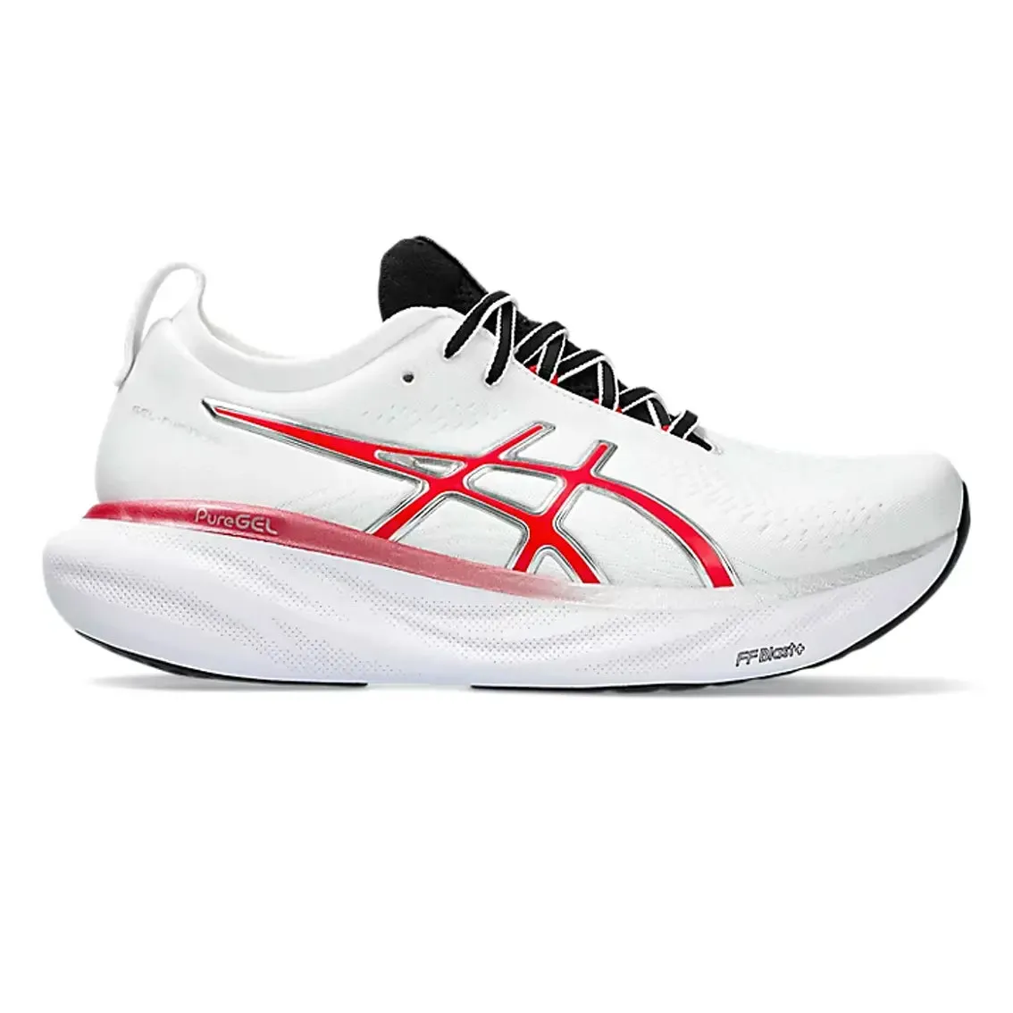 Breathable mesh design Mens ASICS GEL-Nimbus 25 Anniversary - White / Classic Red