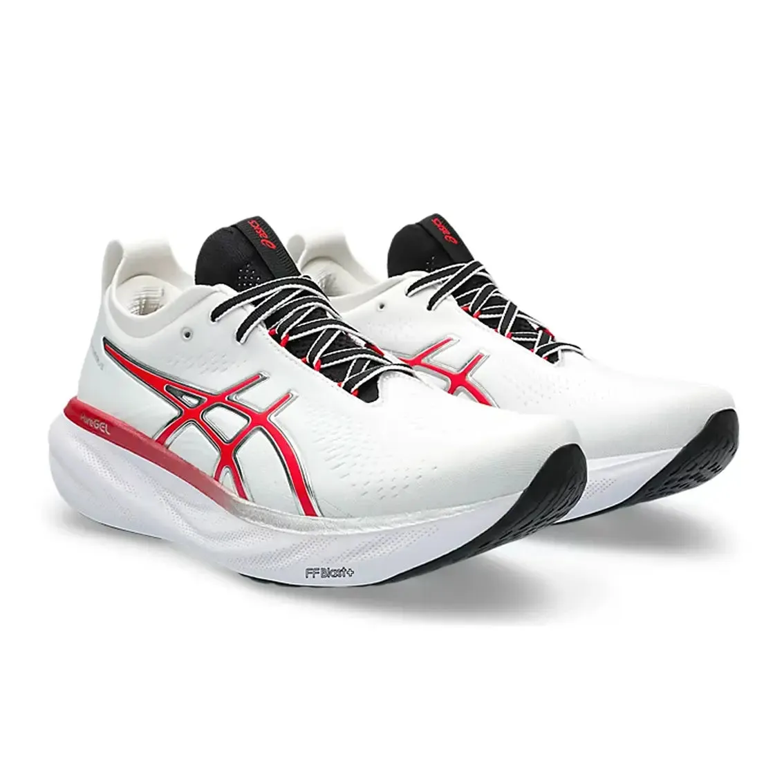 Mens ASICS GEL-Nimbus 25 Anniversary - White / Classic Red Game Edge