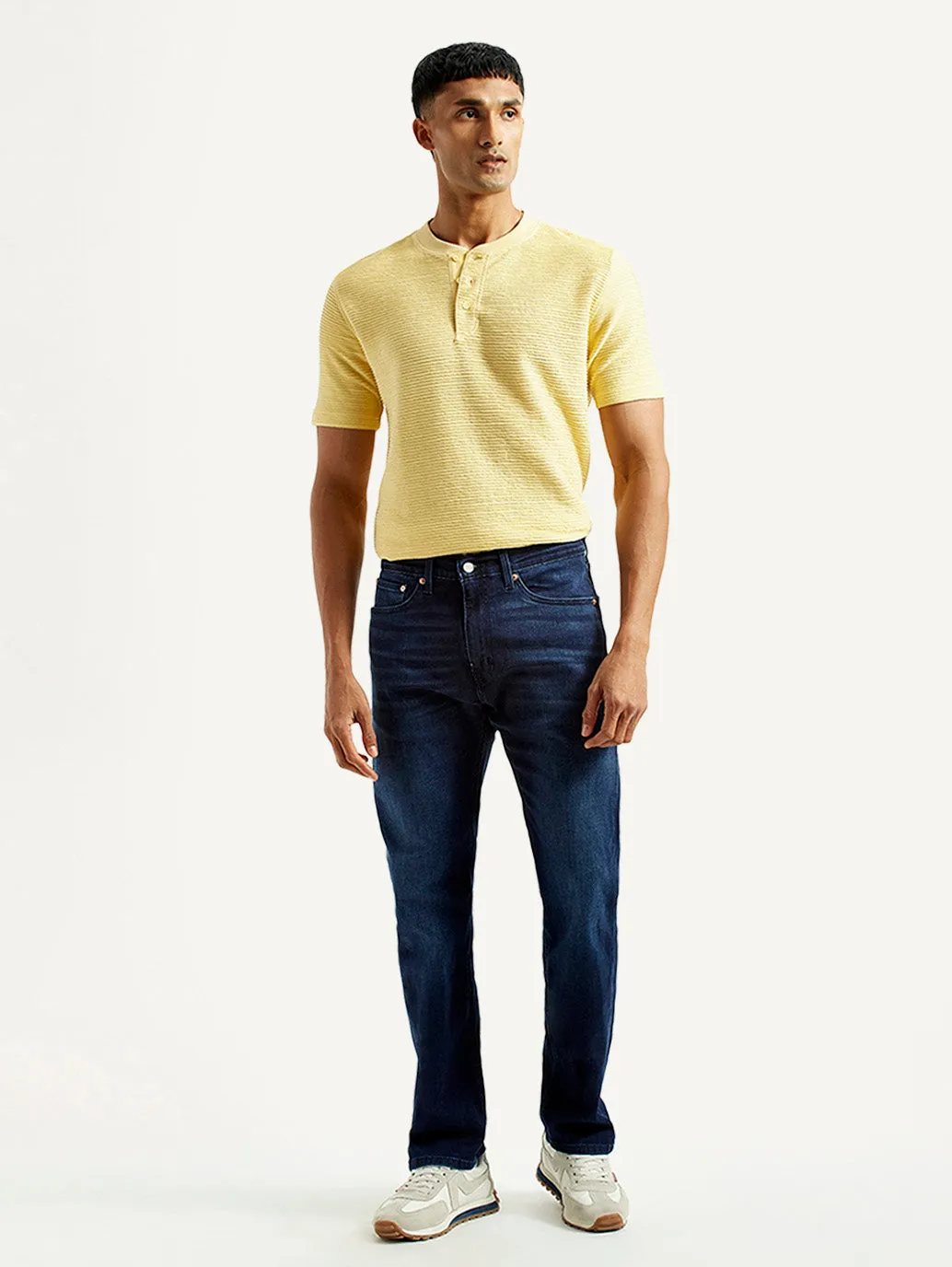 Neutral Loose All Round Wear Men's 505 Dark Blue Straight Fit Mid Rise Jeans