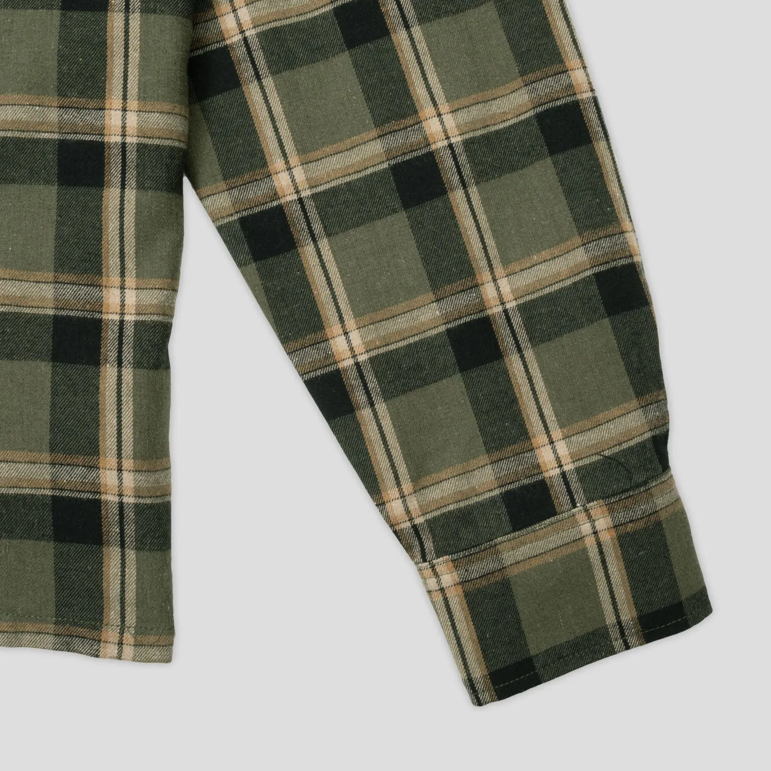 Minimalist Look Pass~Port Stem Workers Check Shirt Long-Sleeve - Moss