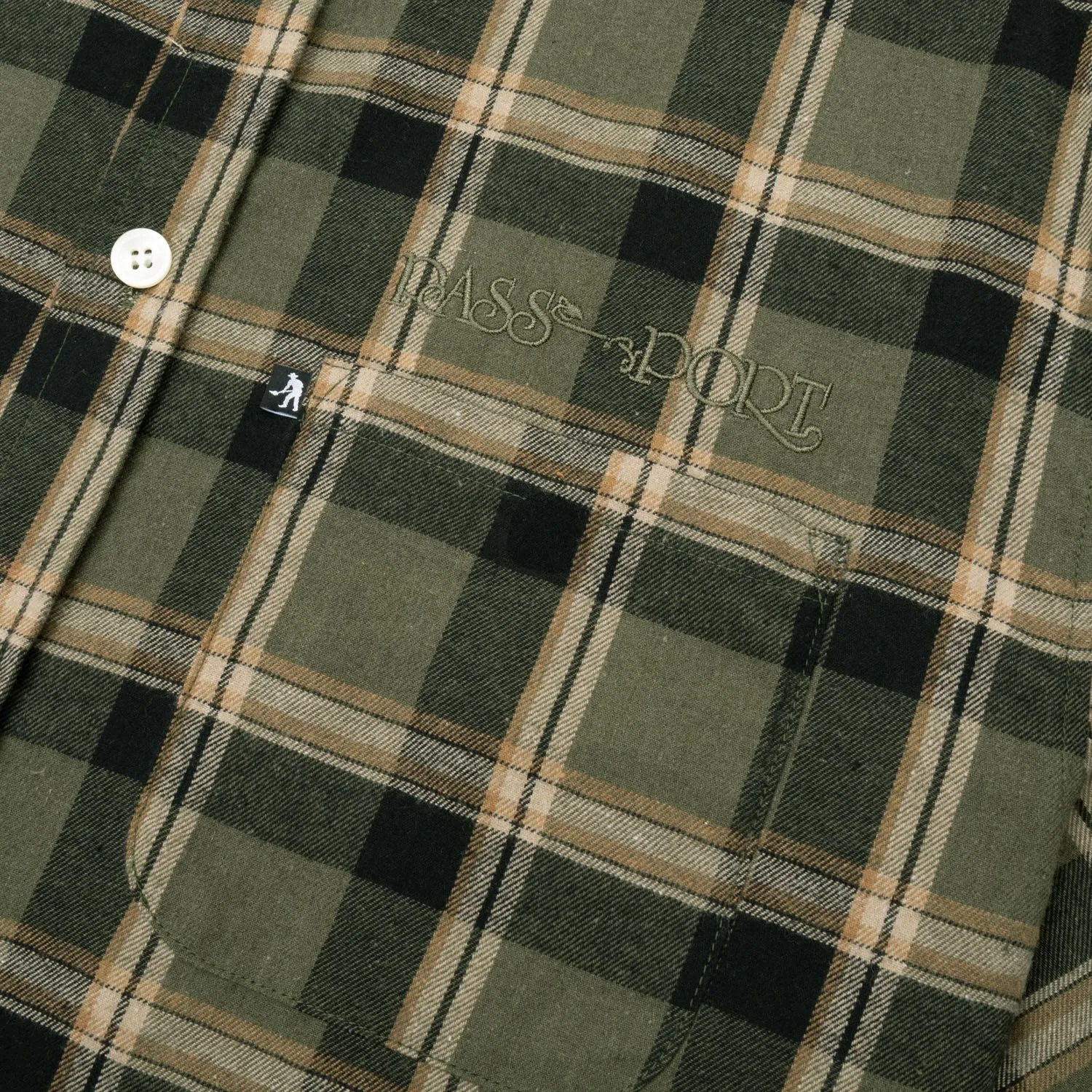 Pass~Port Stem Workers Check Shirt Long-Sleeve - Moss Sustainable fashion Casual Day