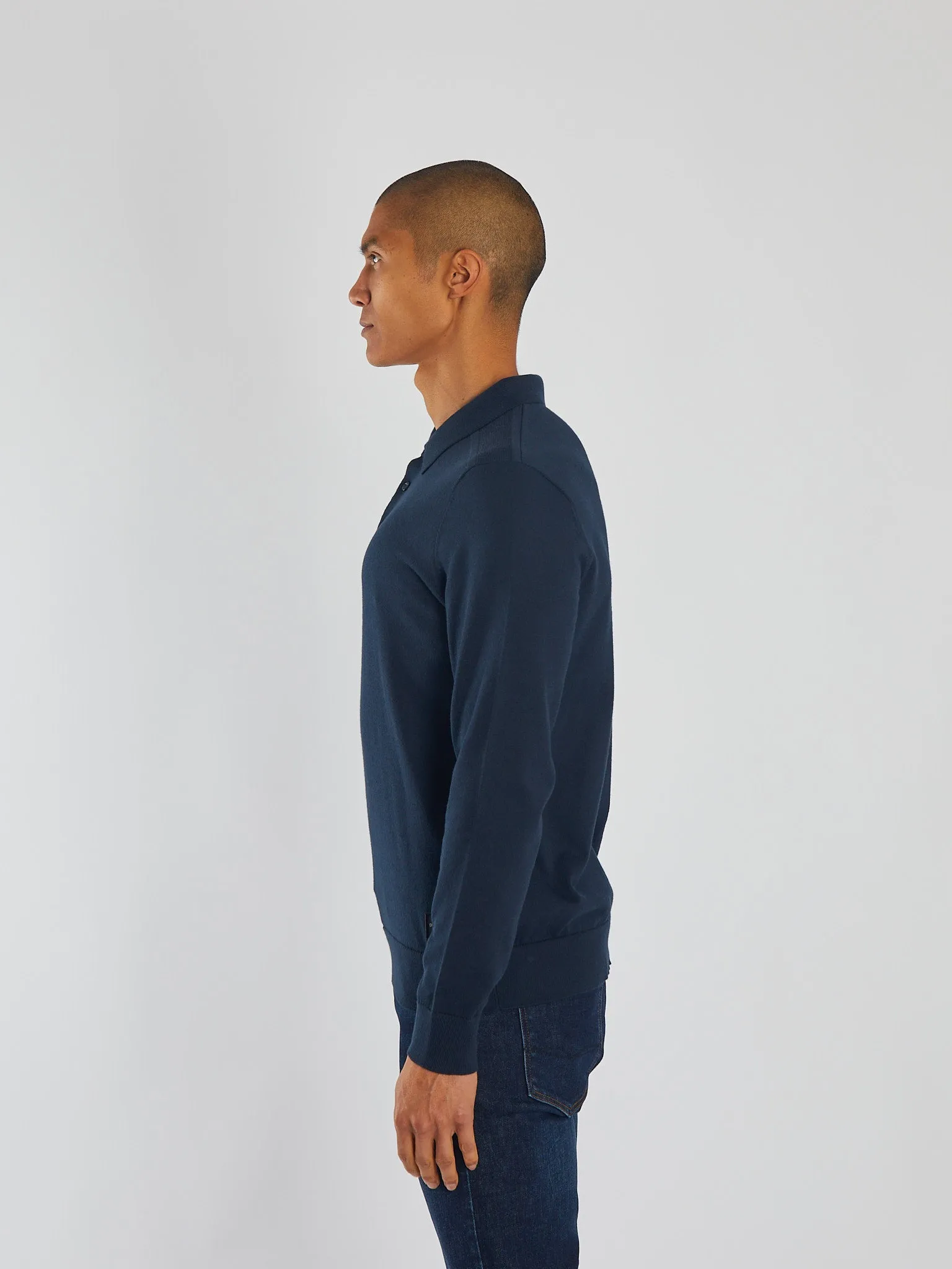 Stretch Knit Backing Colorfast Technology Trey Polo Knit North Navy