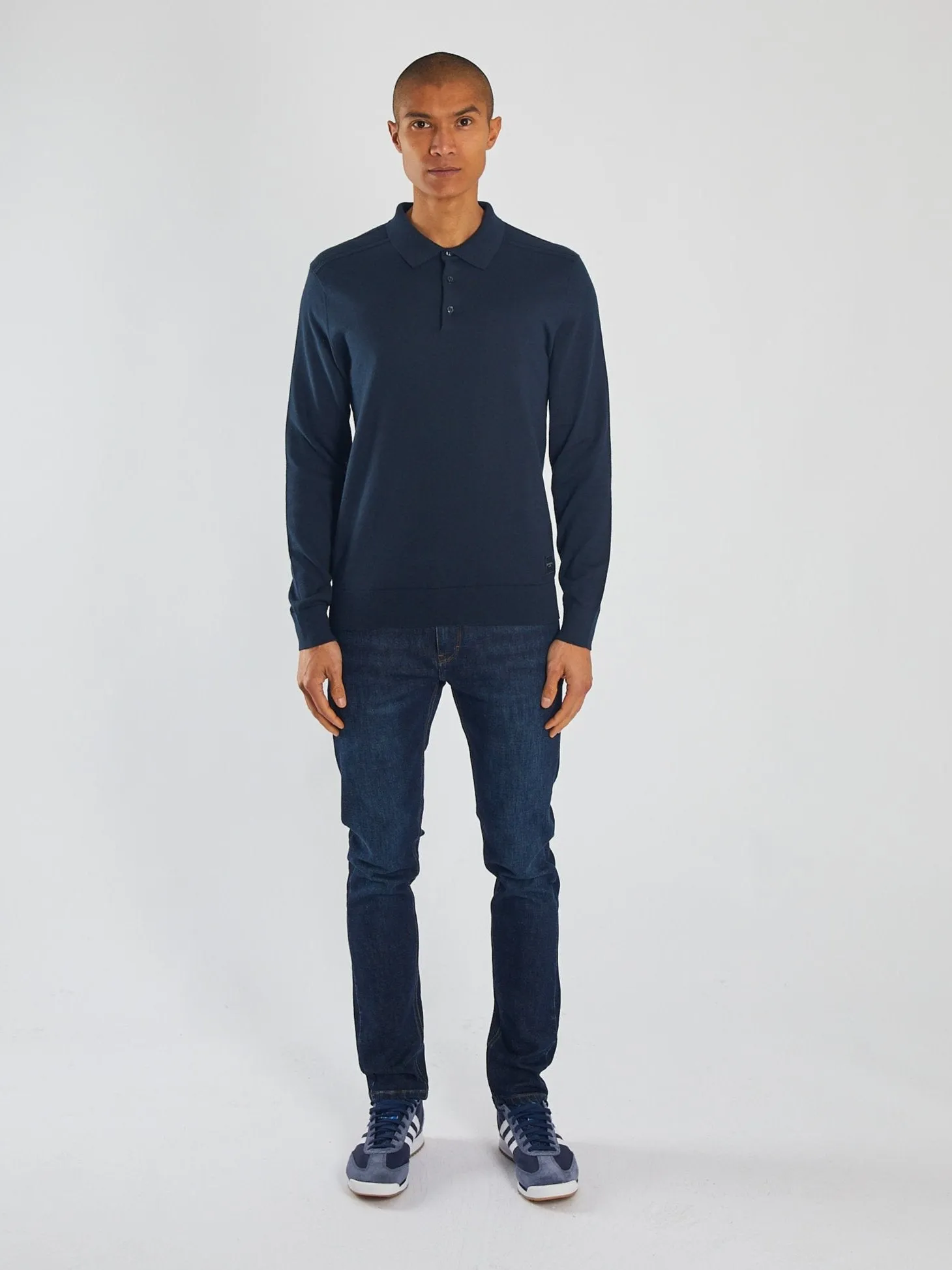 MachineWashable Fabric Trey Polo Knit North Navy