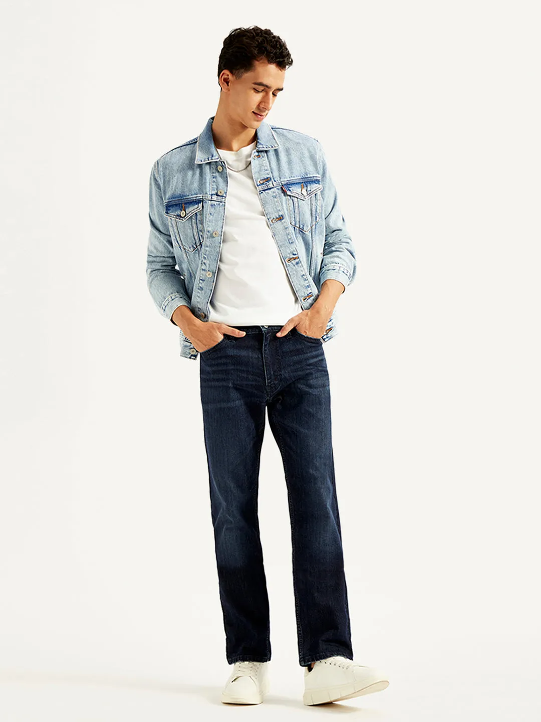 Men's 513 Blue Slim Straight Fit Mid Rise Jeans Anti Slip Belt Loops