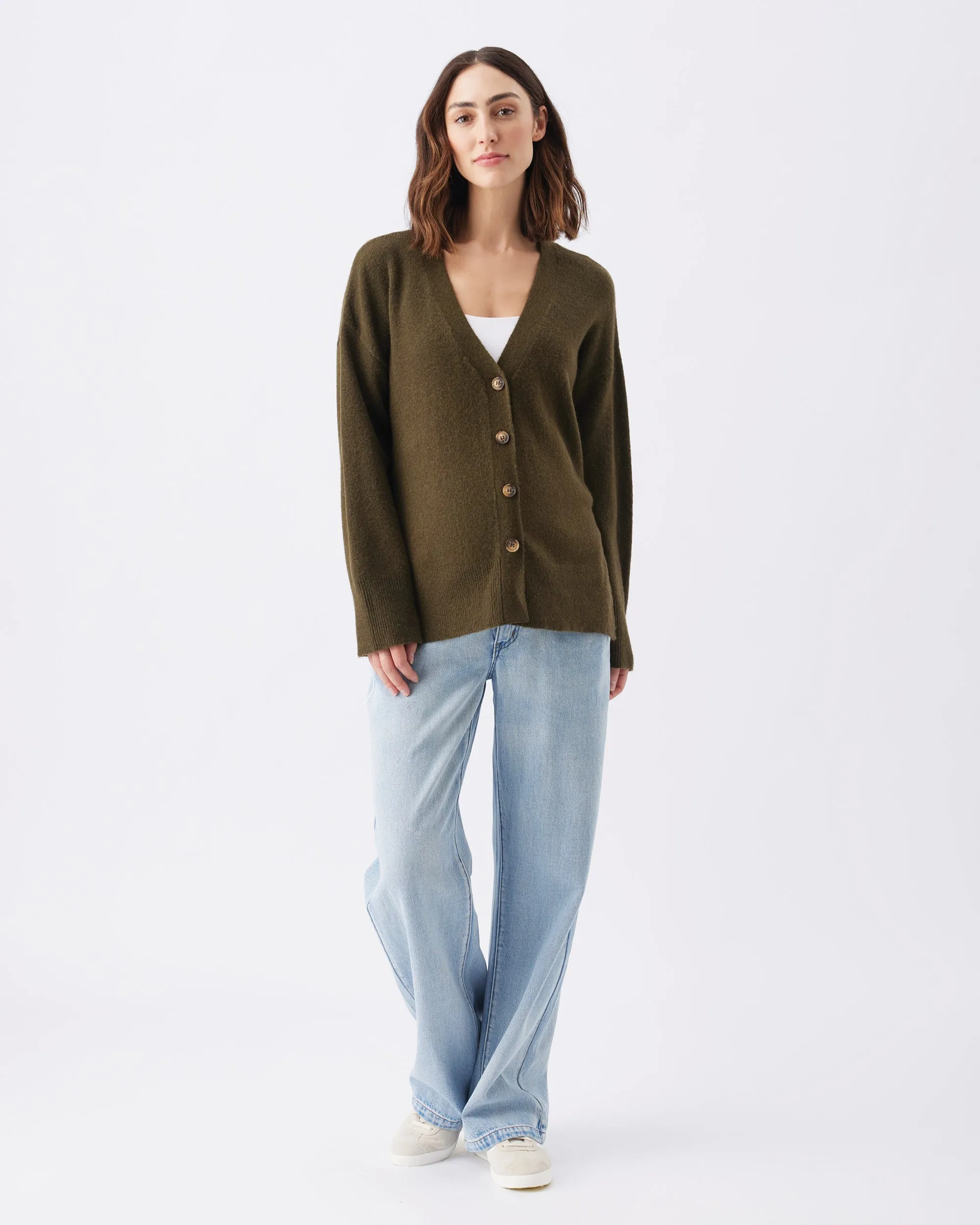 Tully Knit Cardigan Khaki hospital essentials