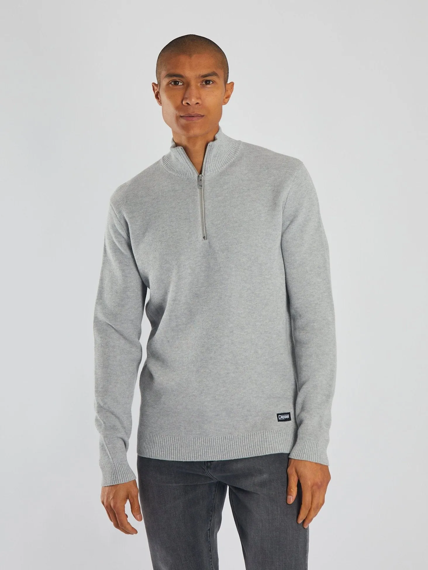 Twain Half Zip Grey Marl Multipanel Construction