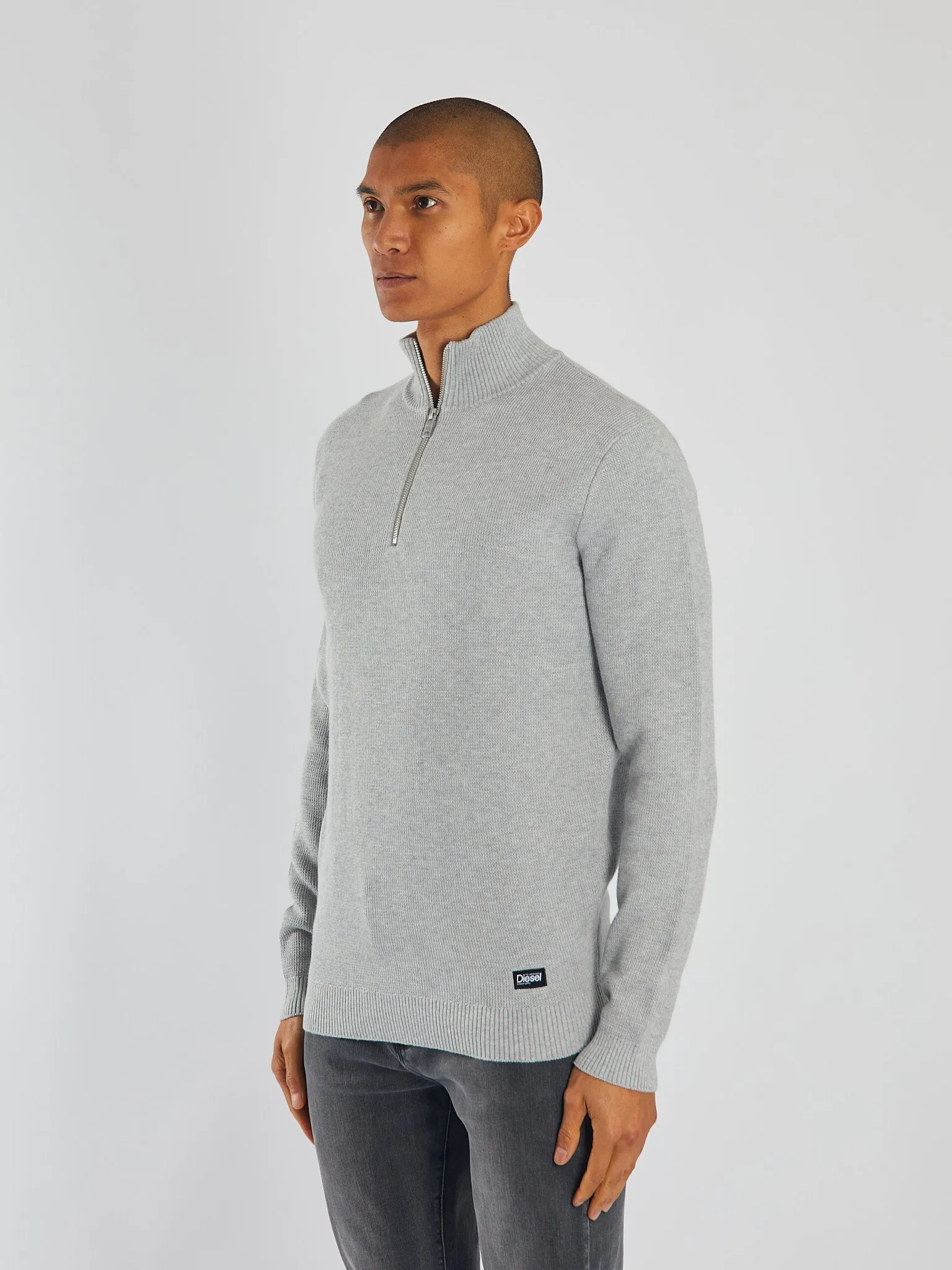 ShrinkResistant Weave Twain Half Zip Grey Marl