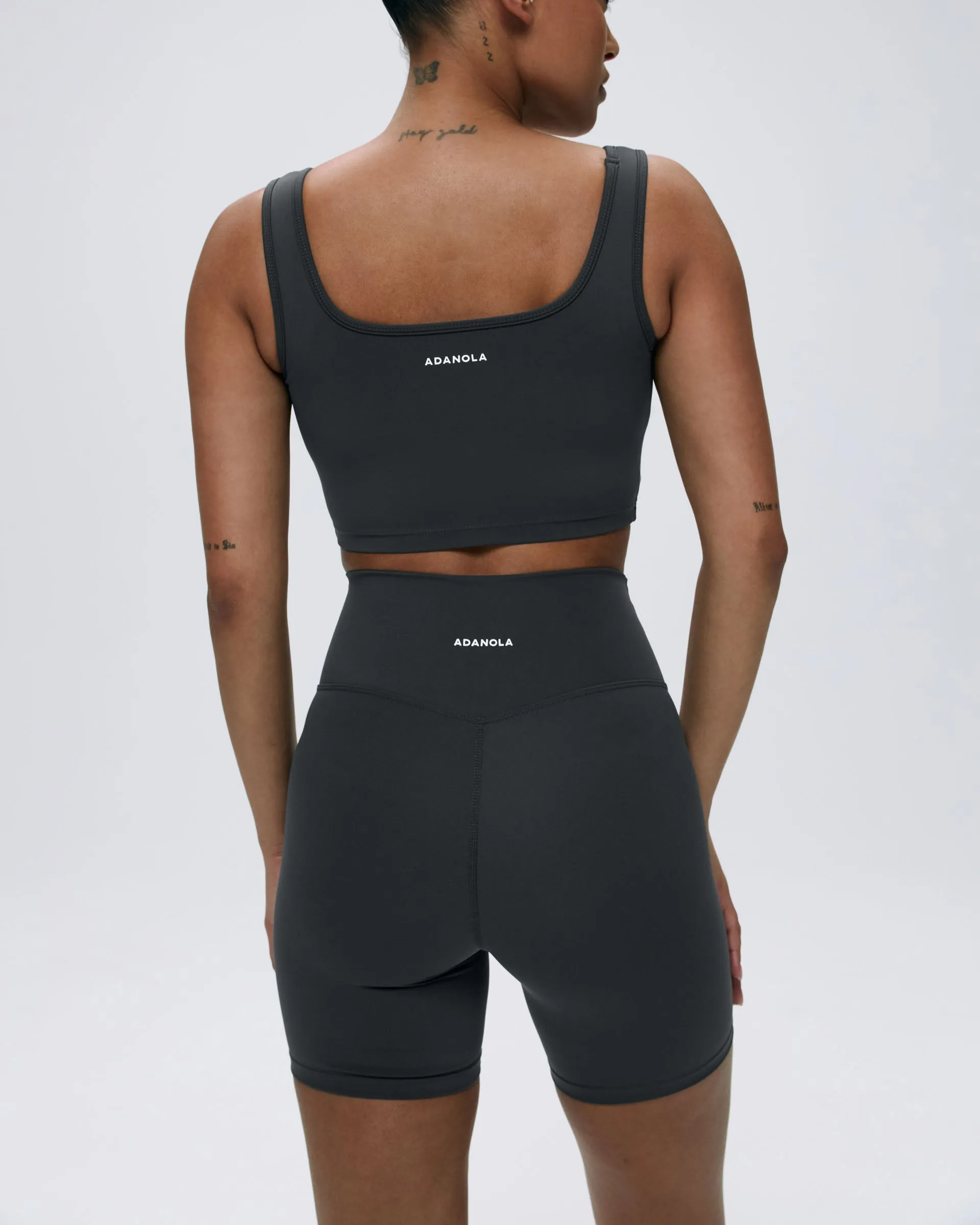 embroidery details Comfort Stretch Fit Ultimate Crop Shorts - Graphite Grey