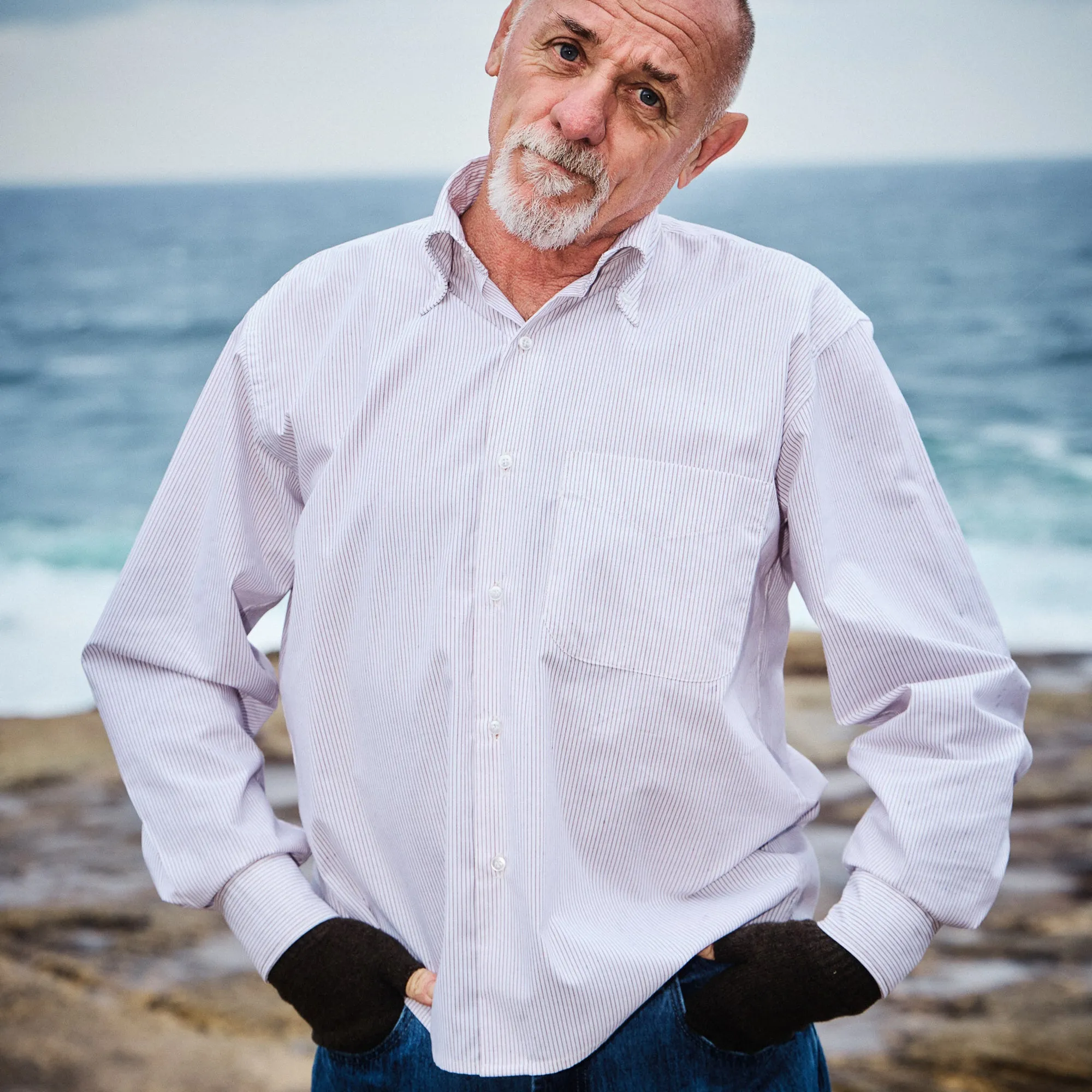 Pass~Port Australian Manufactured Oxford Shirt - Russet Brown Stripe High-Quality Material Tagless Design