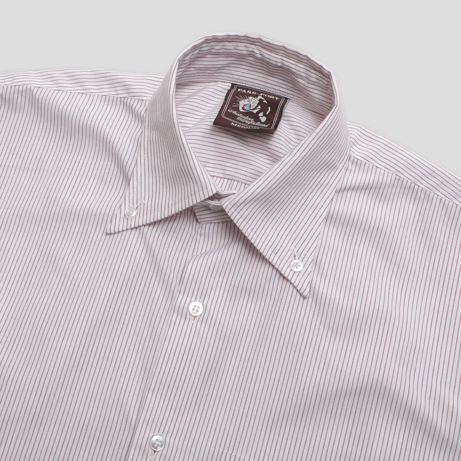Pass~Port Australian Manufactured Oxford Shirt - Russet Brown Stripe Refined Aesthetic