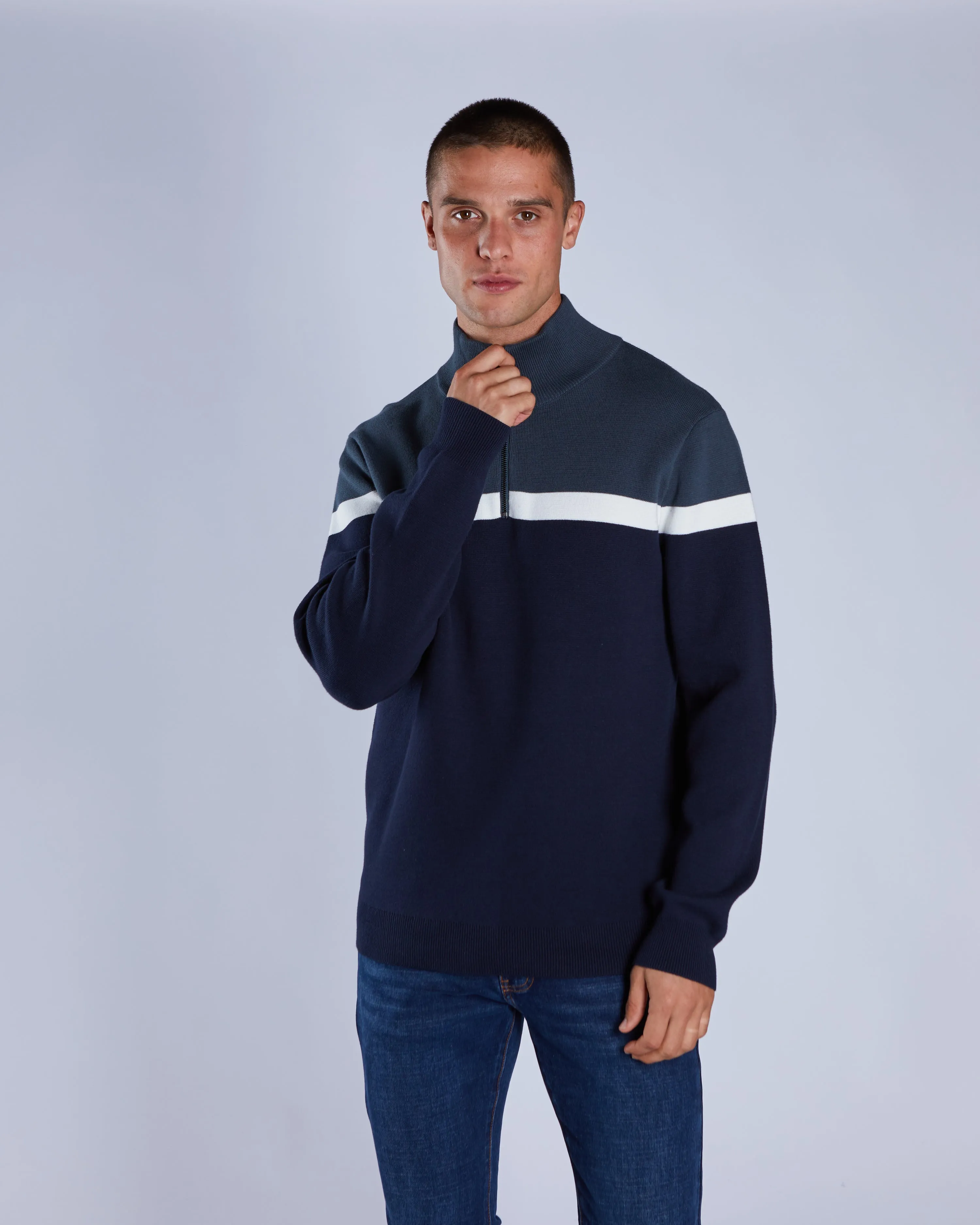 Tully Half Zip Petrol Blue SeamFree Technology