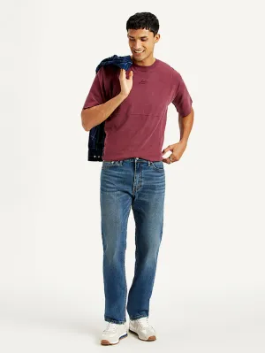 Men's 513 Blue Slim Straight Fit Mid Rise Jeans Streetwear Fan Family Style