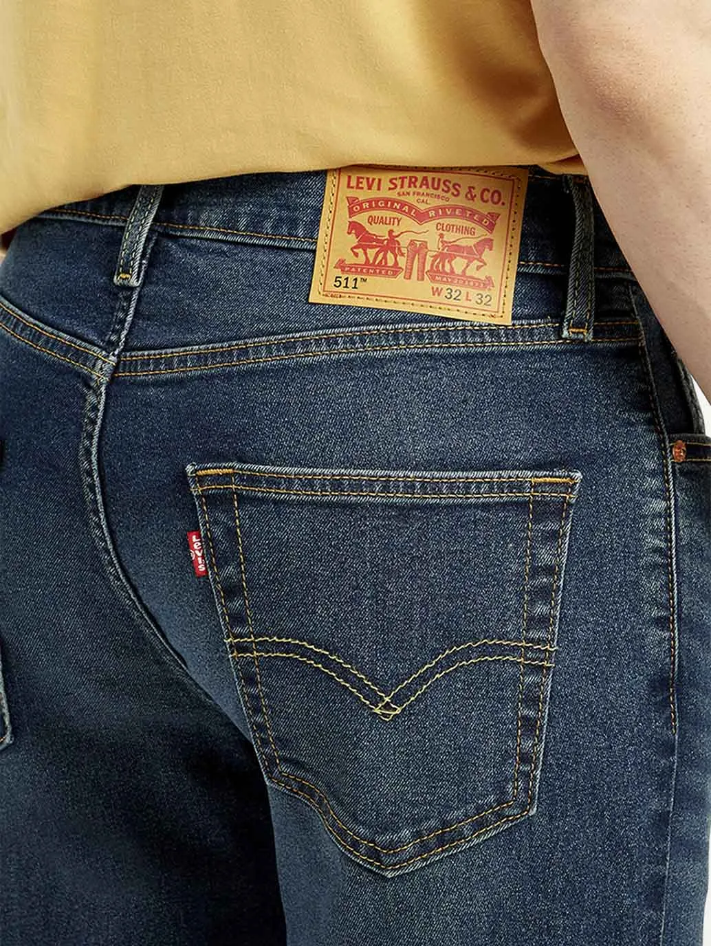 Men's 511 Dark Indigo Slim Fit Mid Rise Jeans Fit Focus Odor Control Treatment