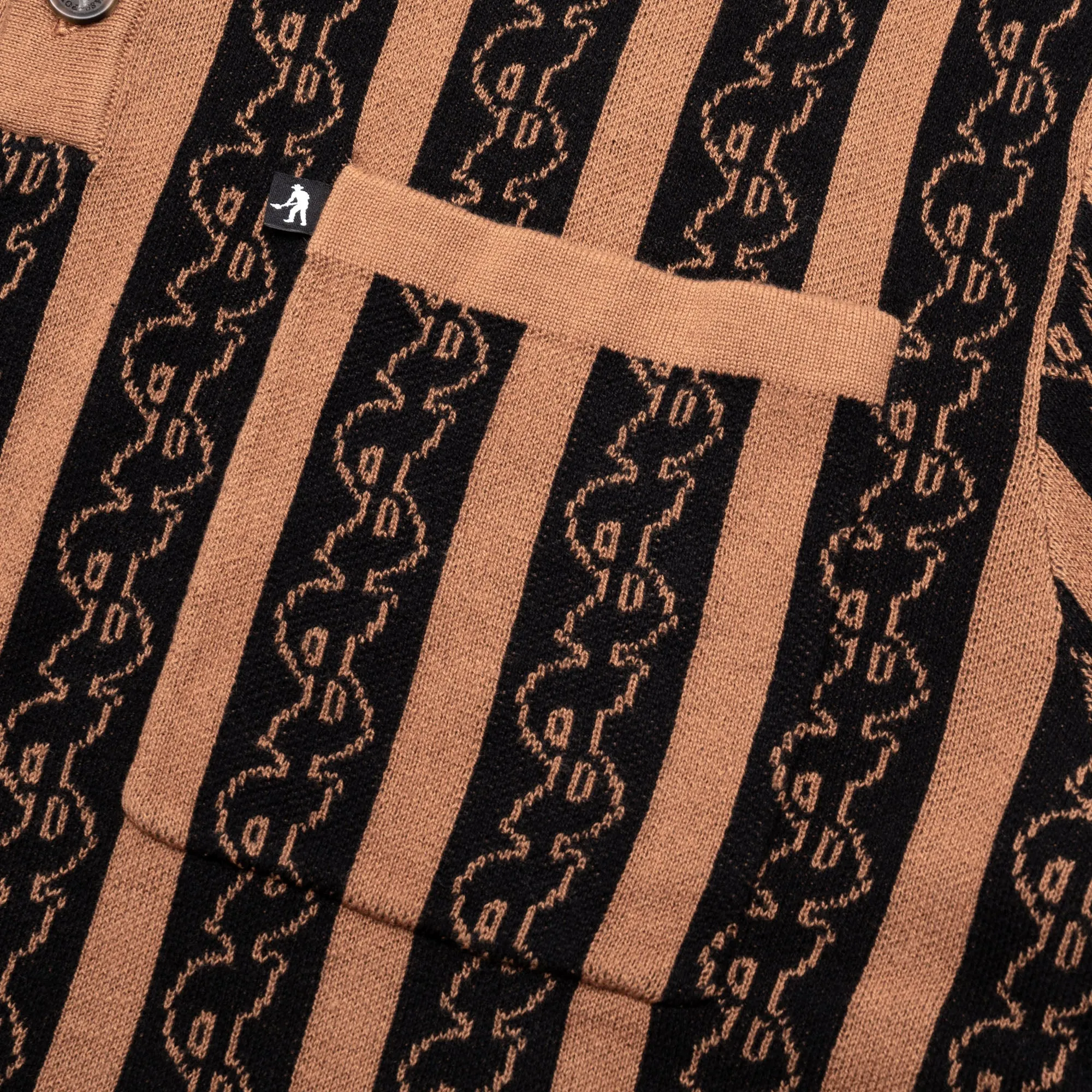 Luxury Feel Pass~Port Pattoned Knit Polo Long Sleeve - Caramel