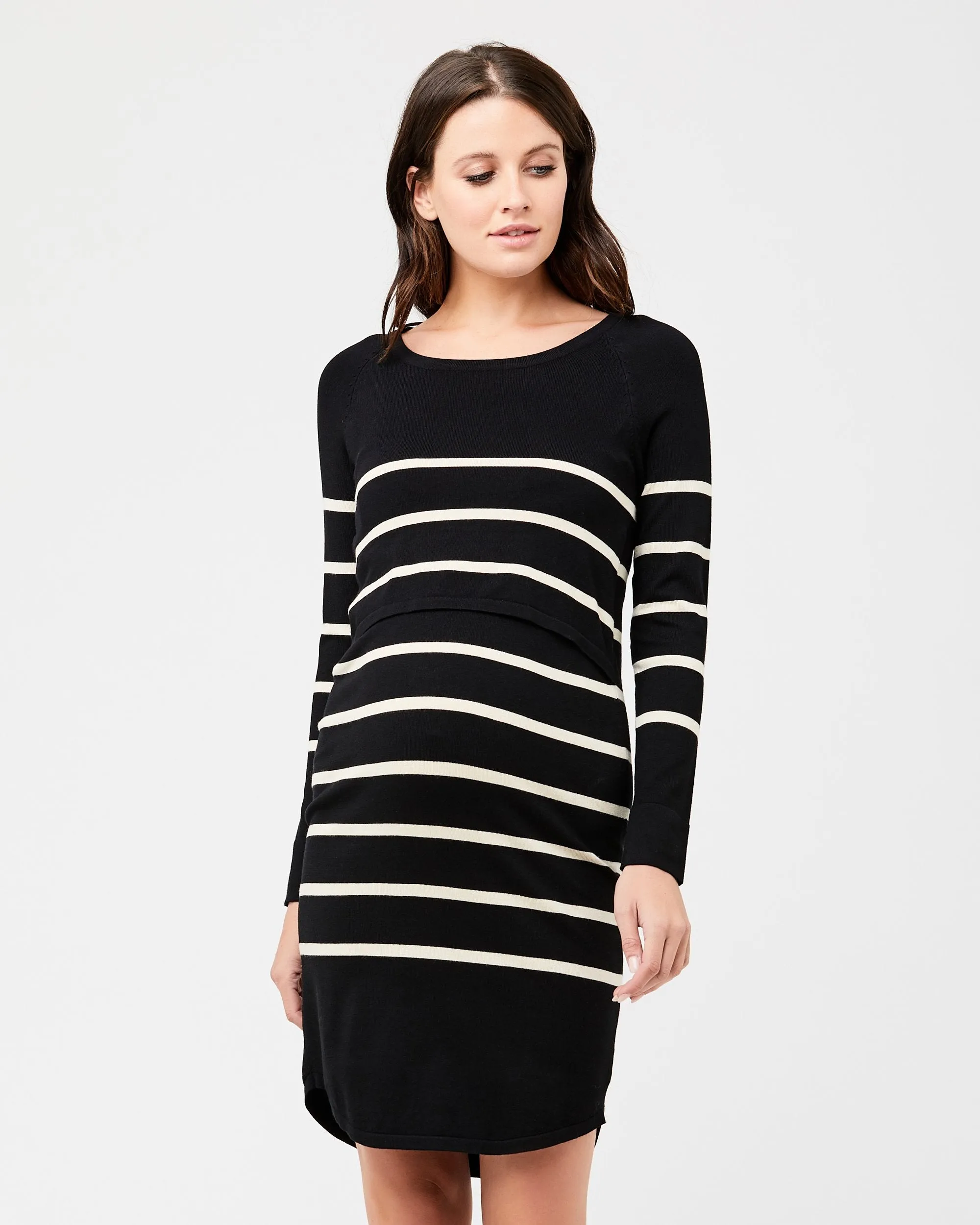 Lightweight Valerie Up/Down Nursing Tunic Black / Ecru