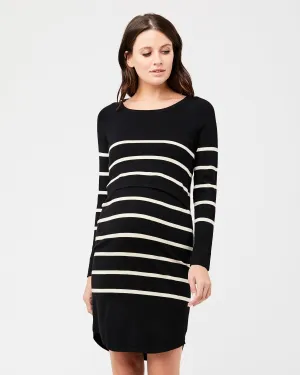 Lightweight Valerie Up/Down Nursing Tunic Black / Ecru