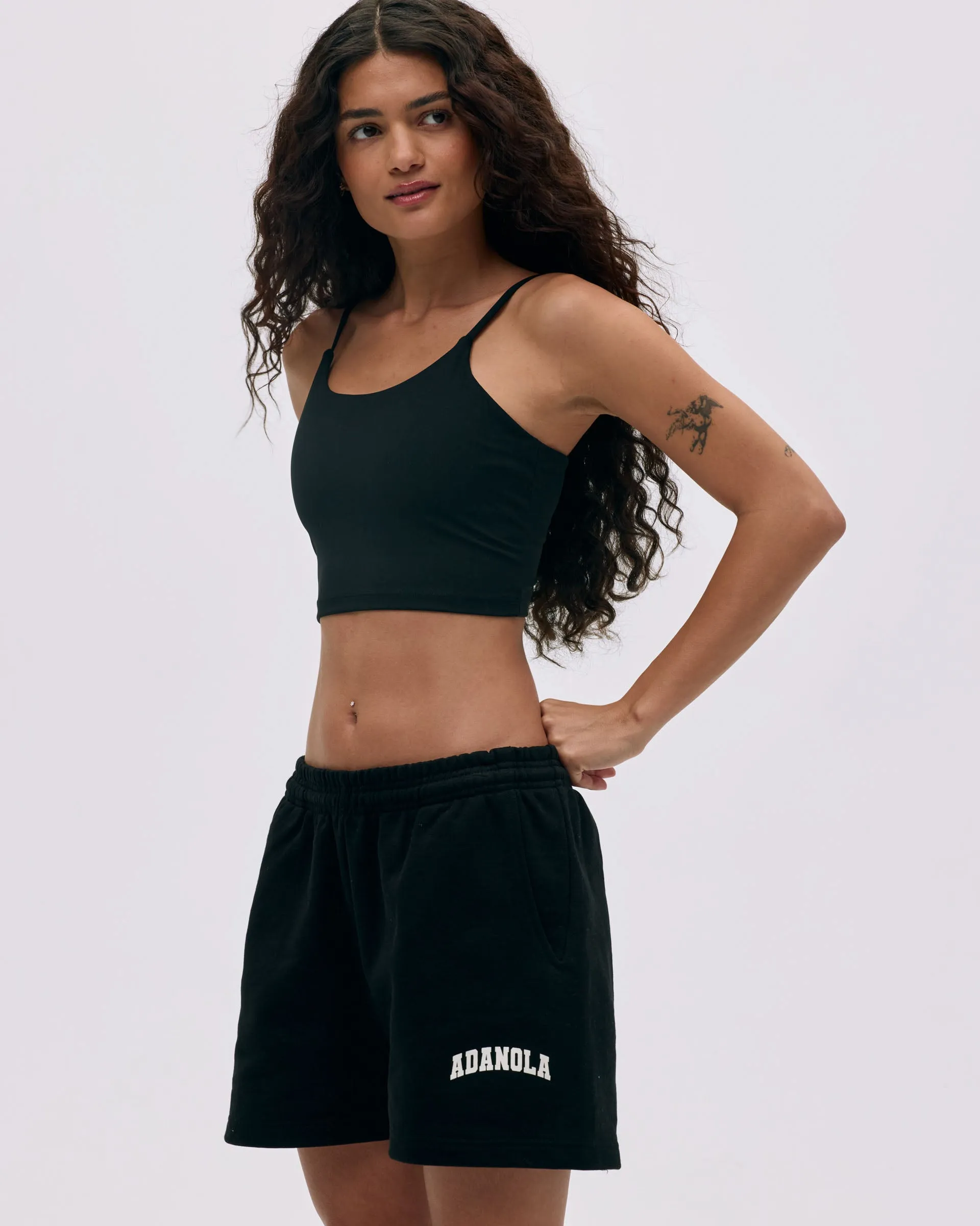 Varsity Sweat Shorts - Black/Marshmallow White Stylish Look stretchy fabric