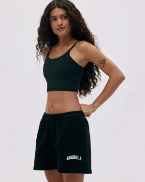 Varsity Sweat Shorts - Black/Marshmallow White Stylish Look stretchy fabric