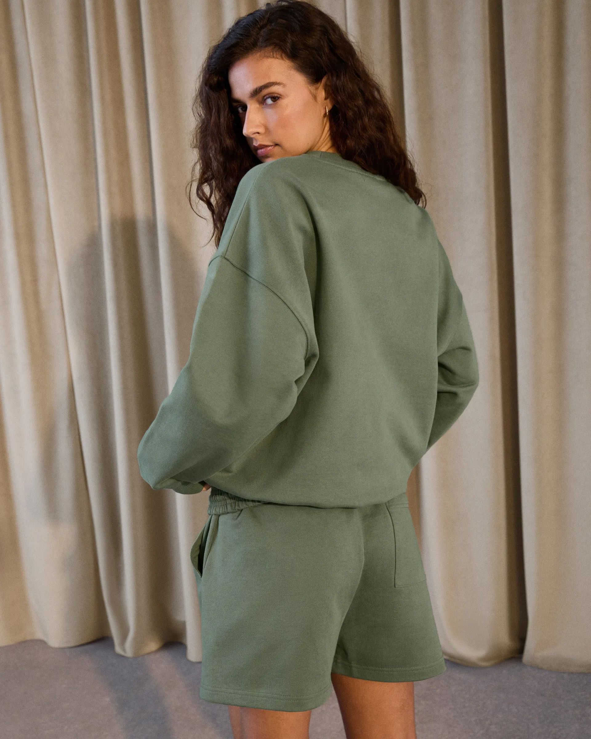 adult clothing Varsity Sweat Shorts - Eden Green/Marshmallow White