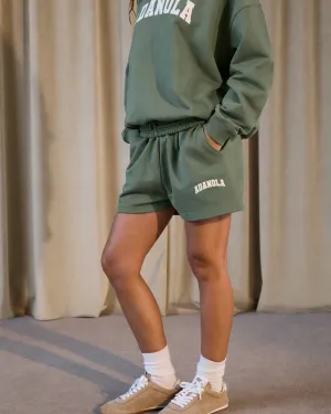Varsity Sweat Shorts - Eden Green/Marshmallow White ethical fashion Core Fit