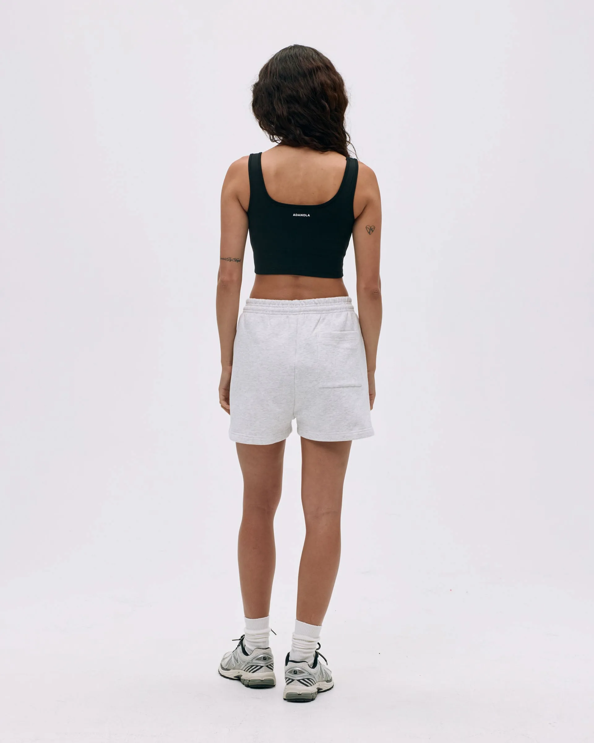 Minimalist Style Varsity Sweat Shorts - Light Grey Melange/Black