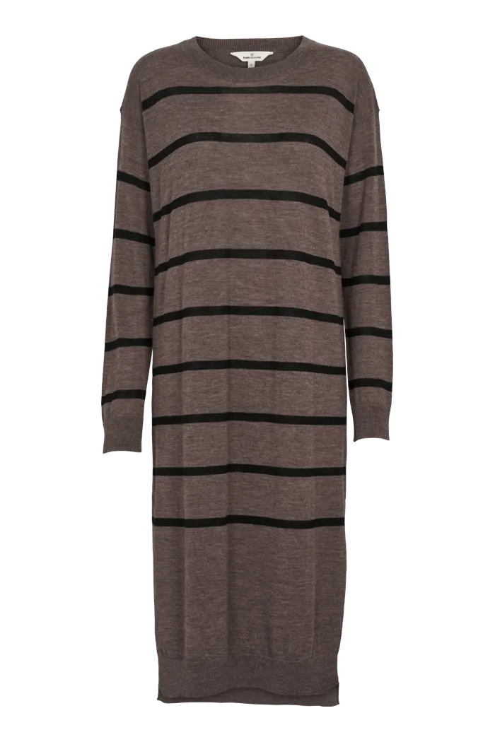 Vera Long Dress - Brown Melange / Black Off-Duty Fit Breathable fabric