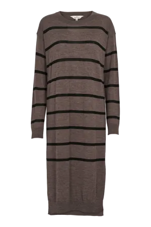 Vera Long Dress - Brown Melange / Black Off-Duty Fit Breathable fabric
