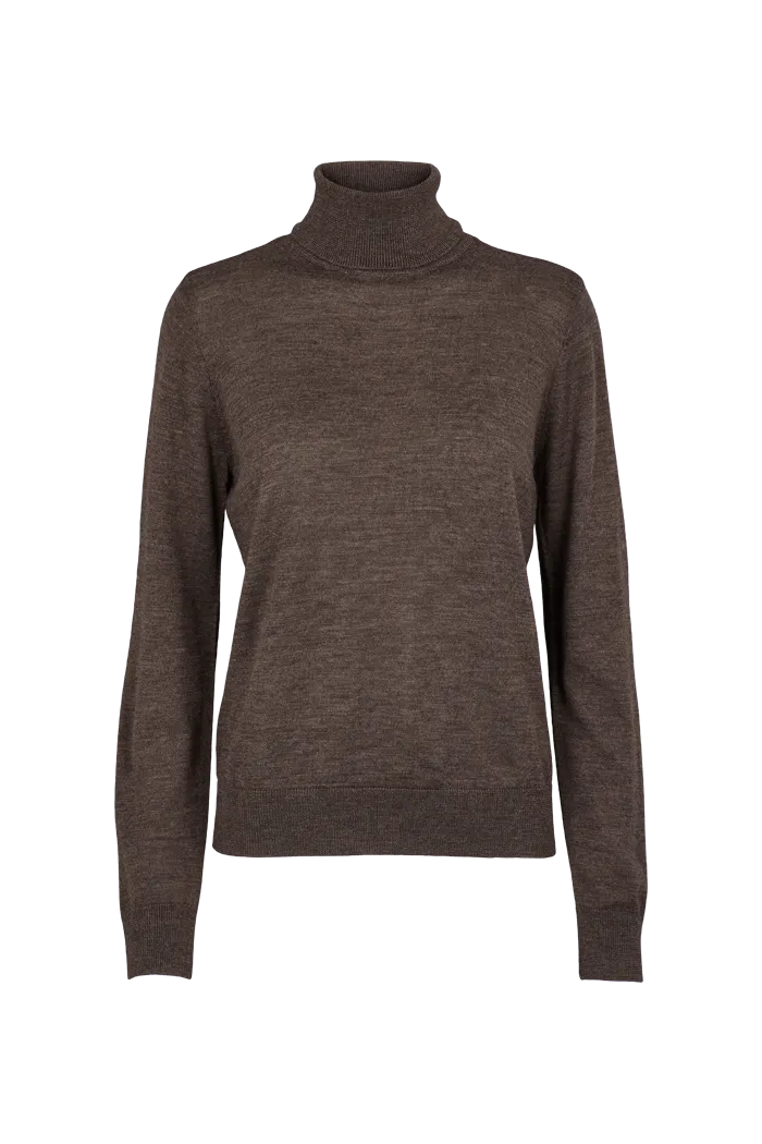 Vera Roll Neck - Brown Mel. NonIrritating Stitching Seasonal Warmth